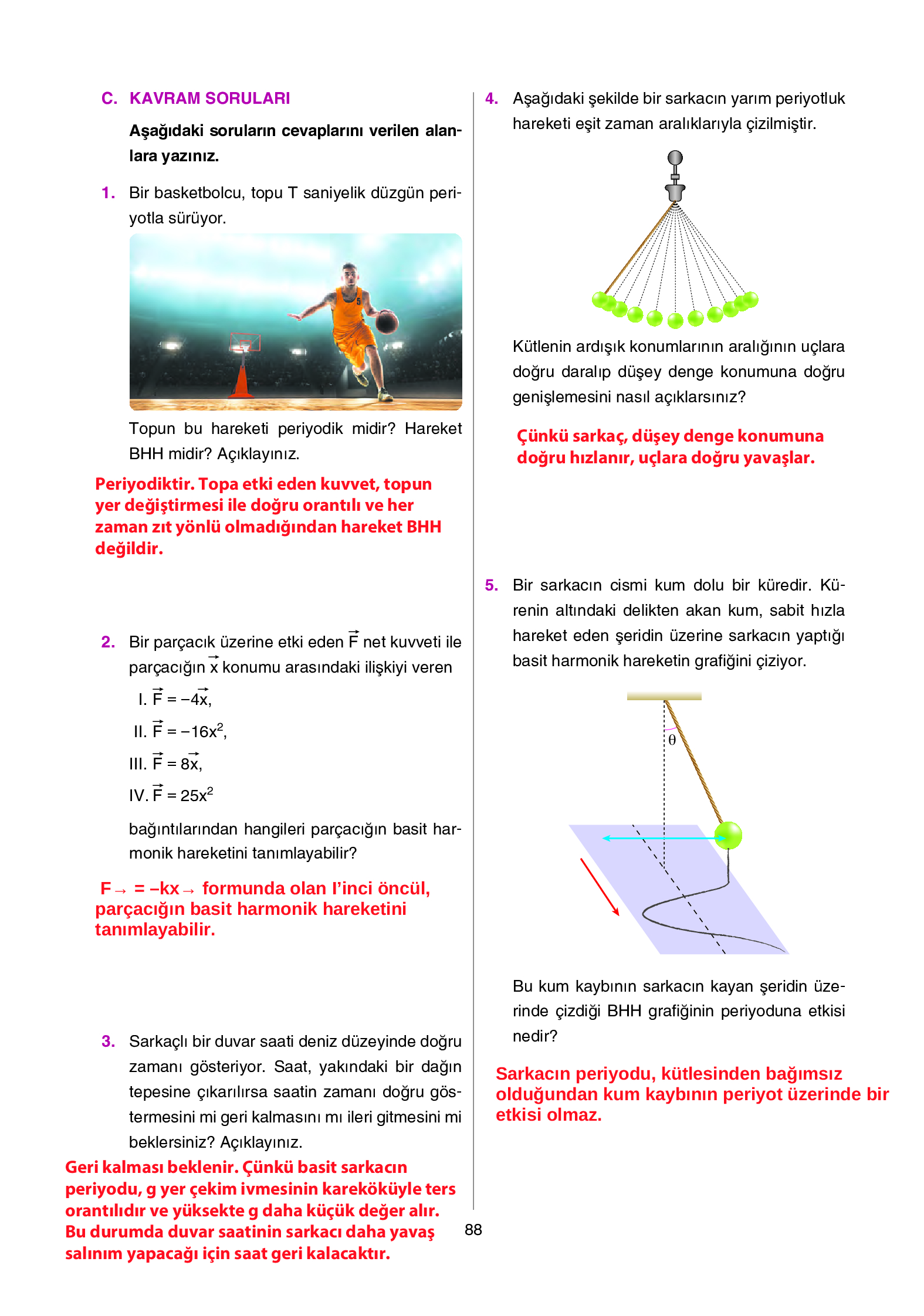 12. Sınıf Yıldırım Yayınları Fizik Ders Kitabı Sayfa 88 Cevapları