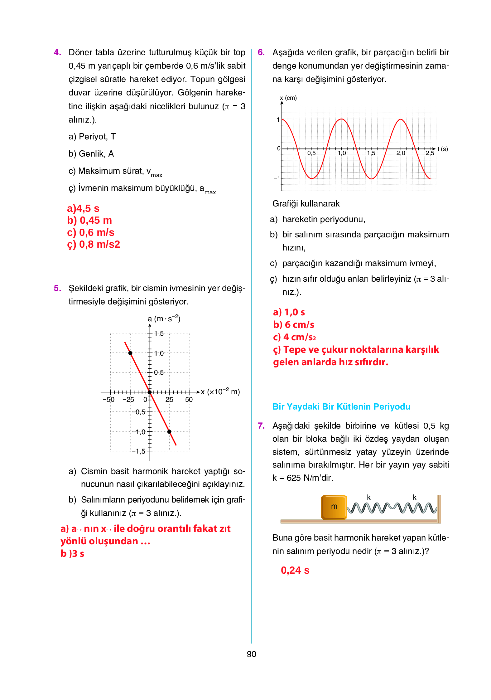 12. Sınıf Yıldırım Yayınları Fizik Ders Kitabı Sayfa 90 Cevapları 12. Sınıf Yıldırım Yayınları Fizik Ders Kitabı Sayfa 90 Cevapları