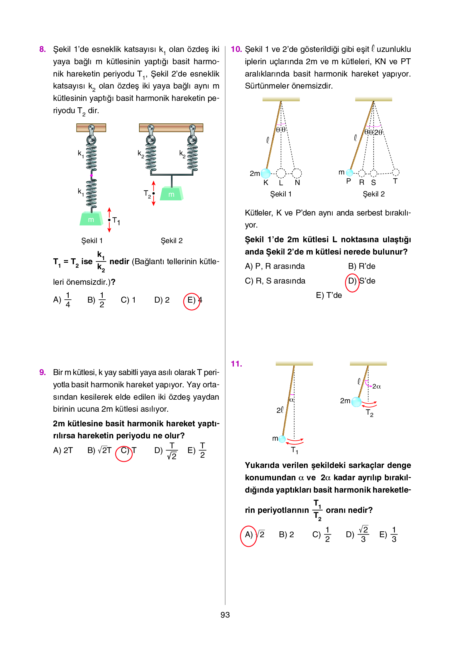 12. Sınıf Yıldırım Yayınları Fizik Ders Kitabı Sayfa 93 Cevapları