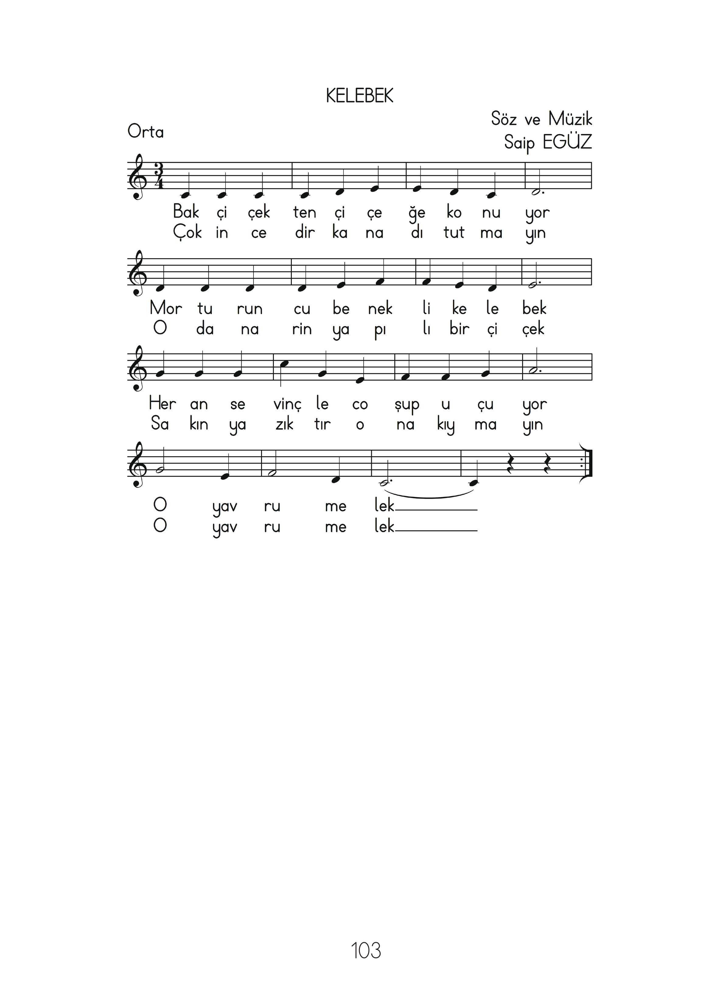 2. Sınıf Hecce Yayıncılık Müzik Ders Kitabı Sayfa 103 Cevapları