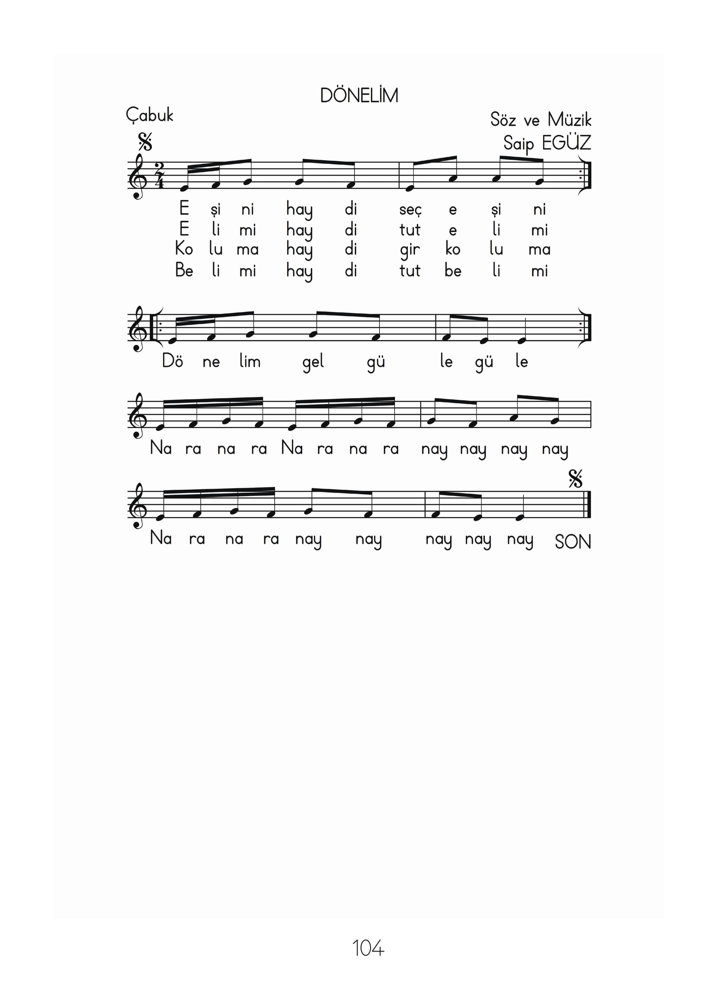 2. Sınıf Hecce Yayıncılık Müzik Ders Kitabı Sayfa 104 Cevapları