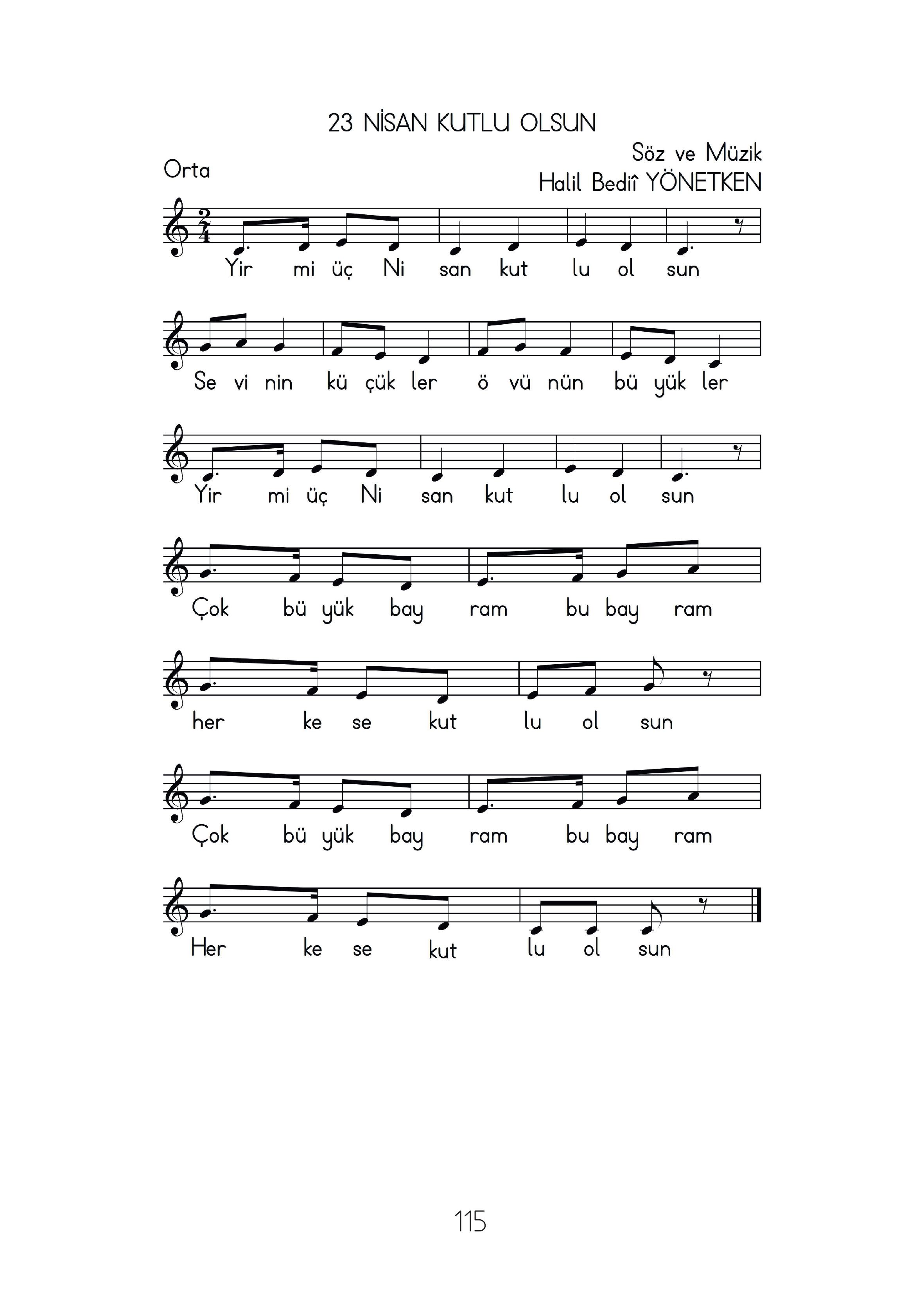 2. Sınıf Hecce Yayıncılık Müzik Ders Kitabı Sayfa 115 Cevapları