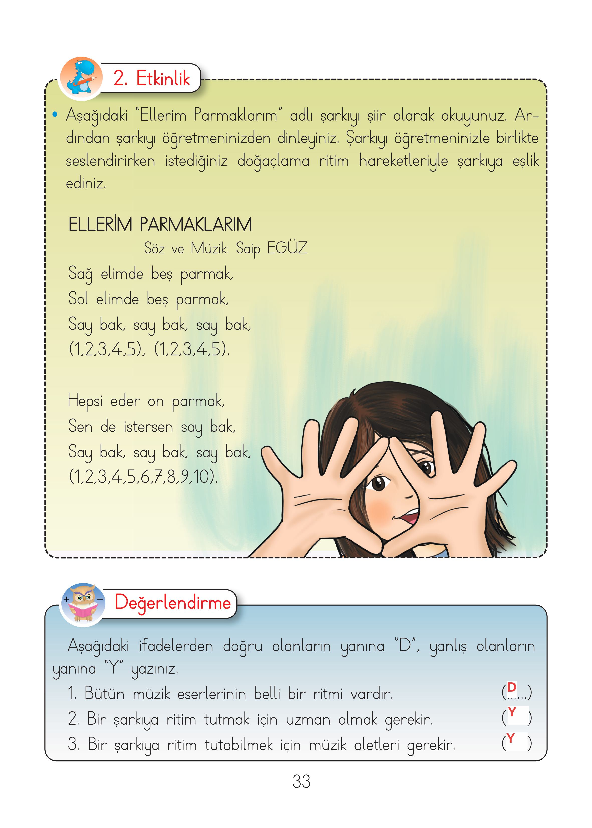 2. Sınıf Hecce Yayıncılık Müzik Ders Kitabı Sayfa 33 Cevapları