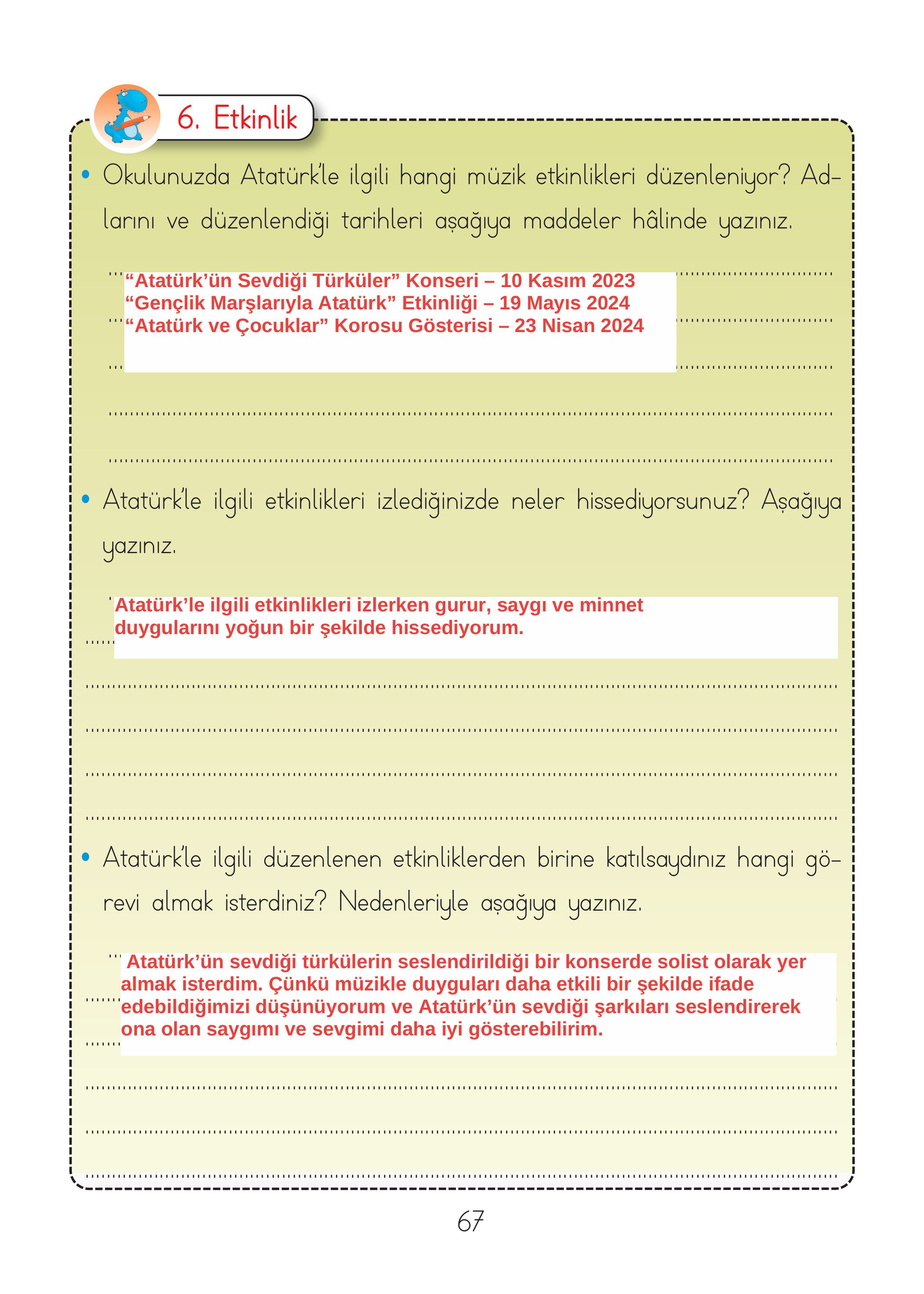 2. Sınıf Hecce Yayıncılık Müzik Ders Kitabı Sayfa 67 Cevapları