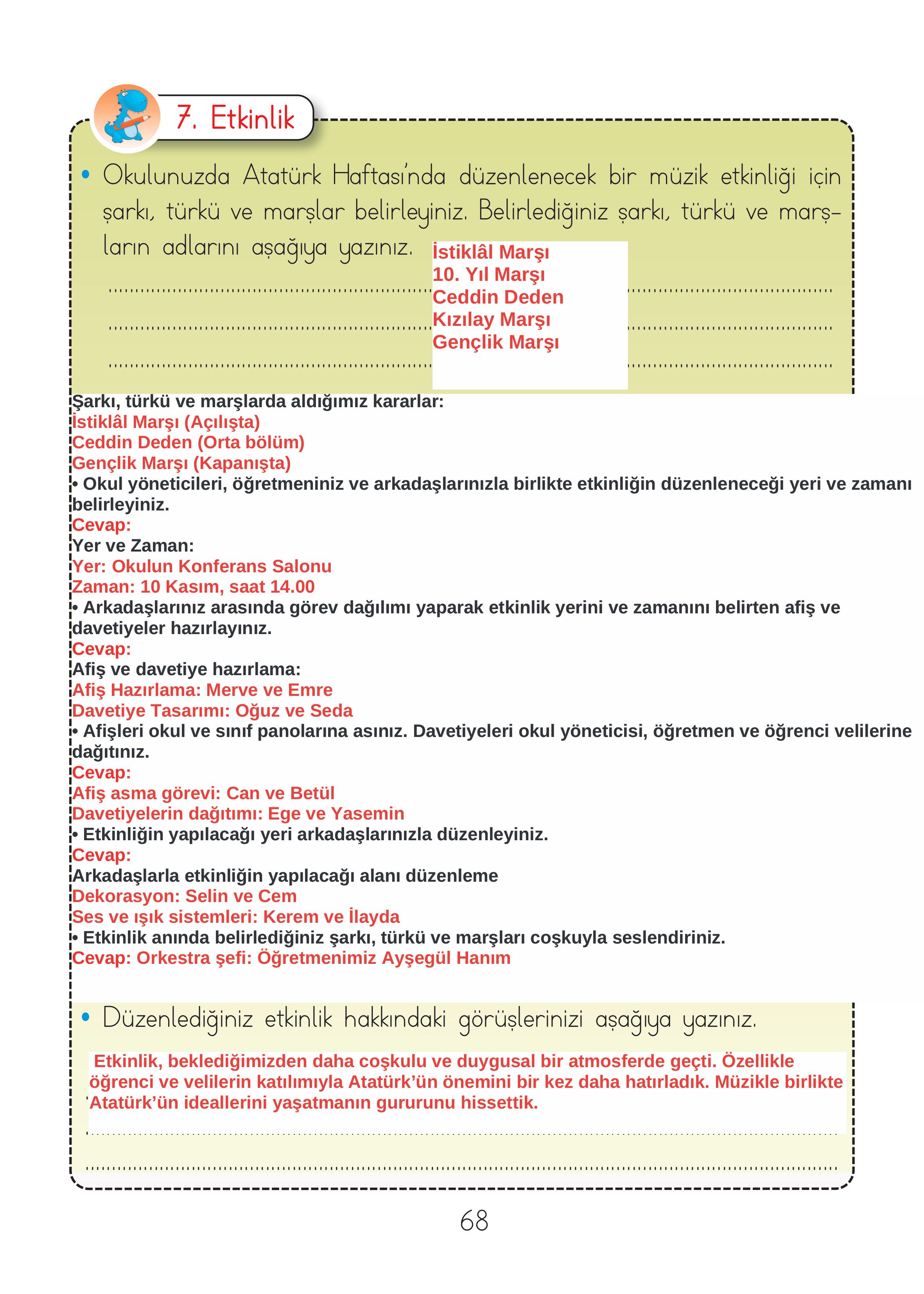 2. Sınıf Hecce Yayıncılık Müzik Ders Kitabı Sayfa 68 Cevapları