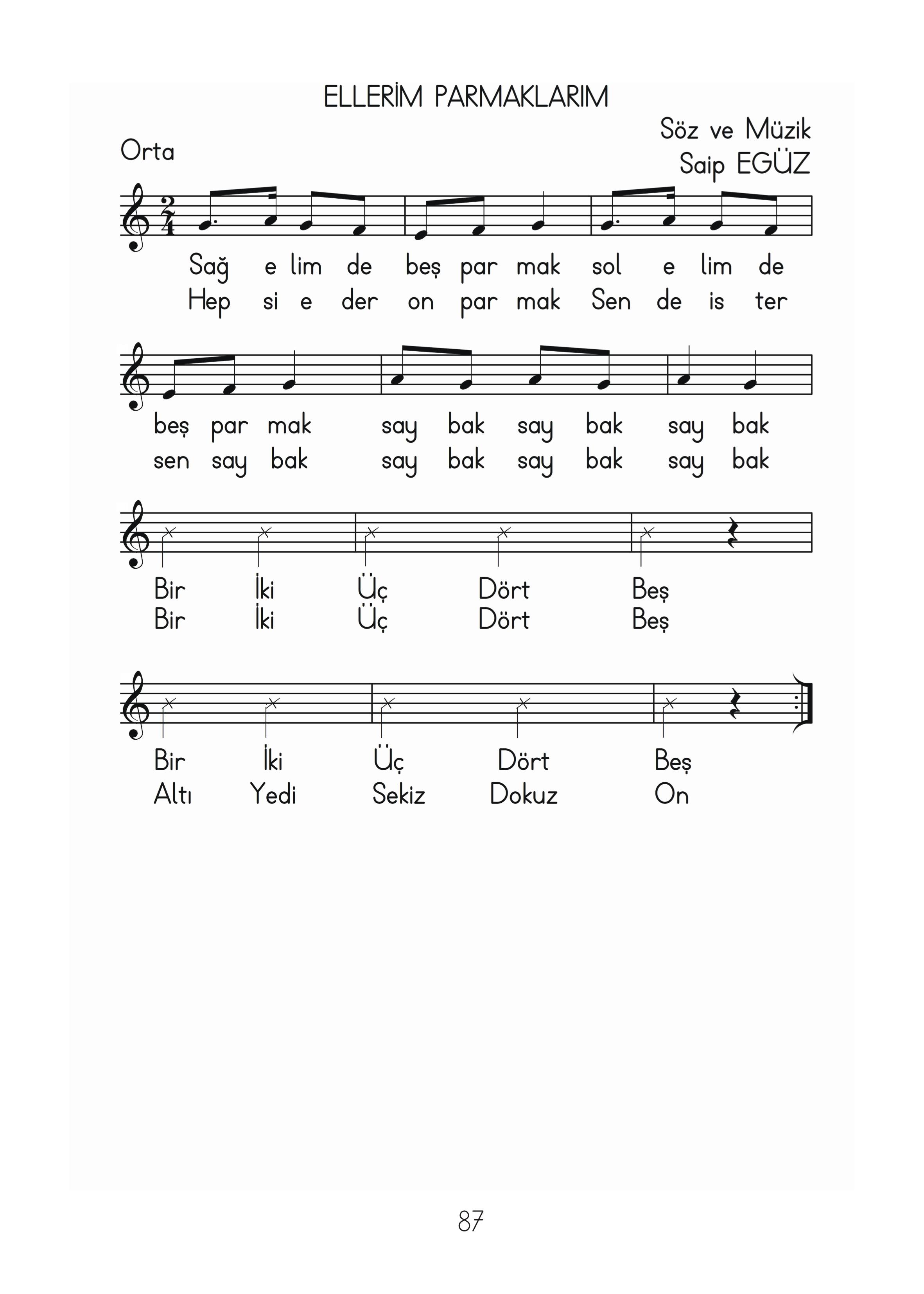 2. Sınıf Hecce Yayıncılık Müzik Ders Kitabı Sayfa 87 Cevapları