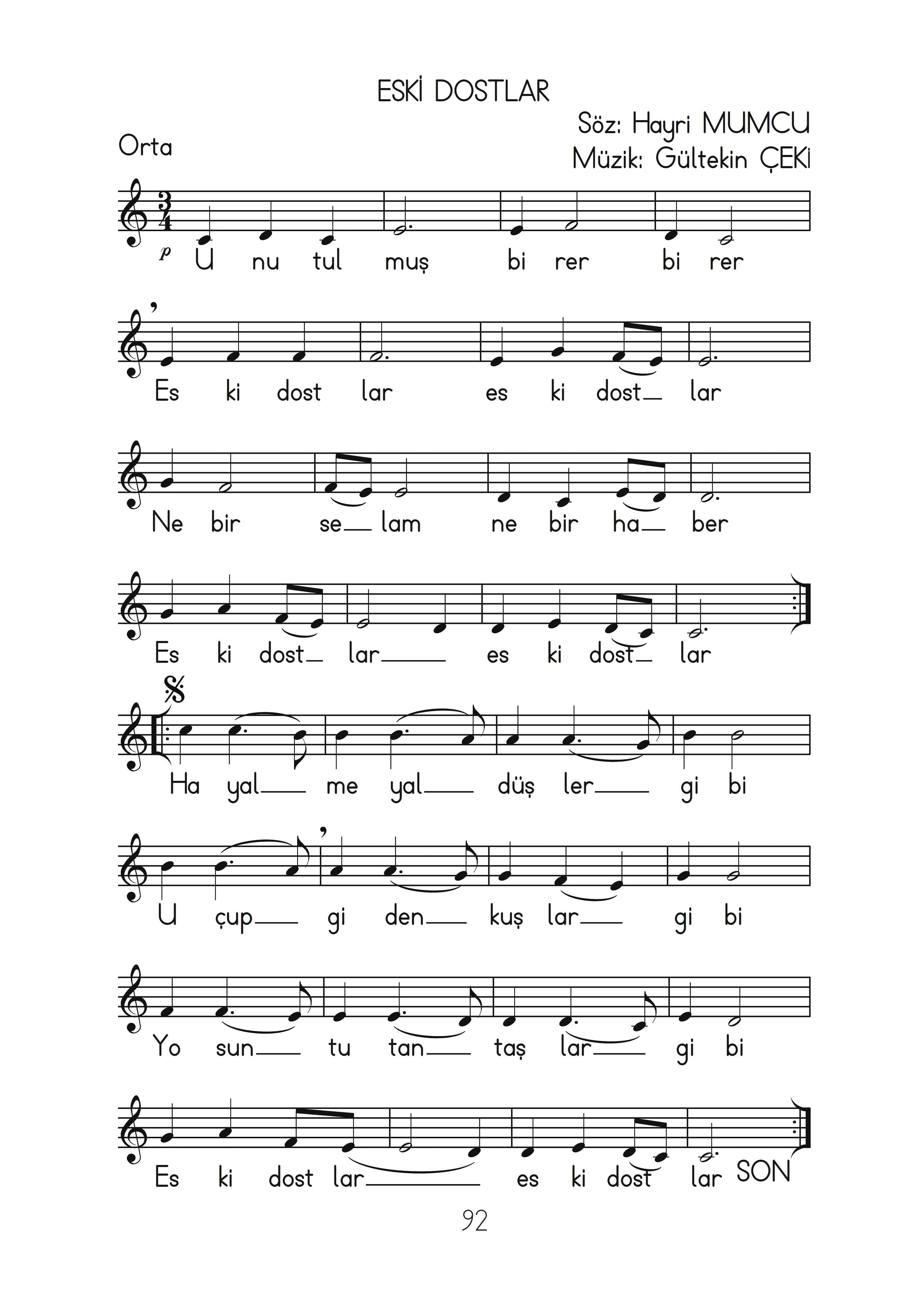 2. Sınıf Hecce Yayıncılık Müzik Ders Kitabı Sayfa 92 Cevapları
