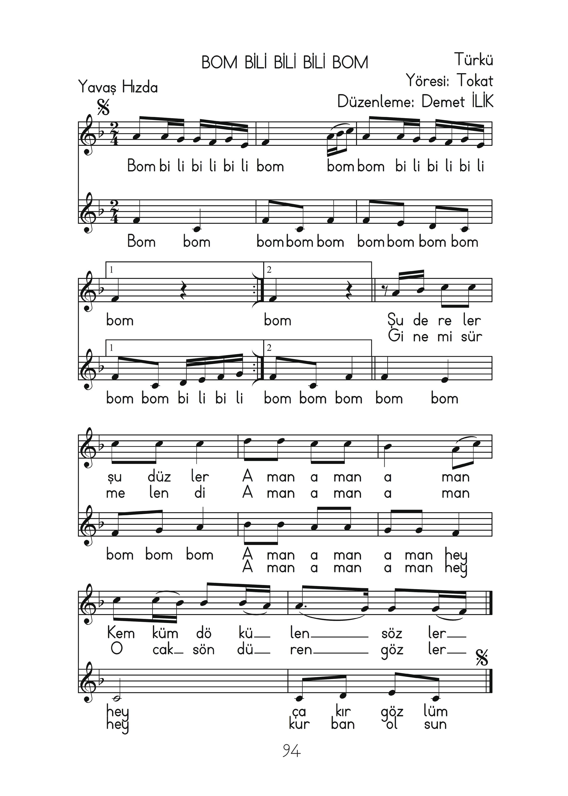 2. Sınıf Hecce Yayıncılık Müzik Ders Kitabı Sayfa 94 Cevapları