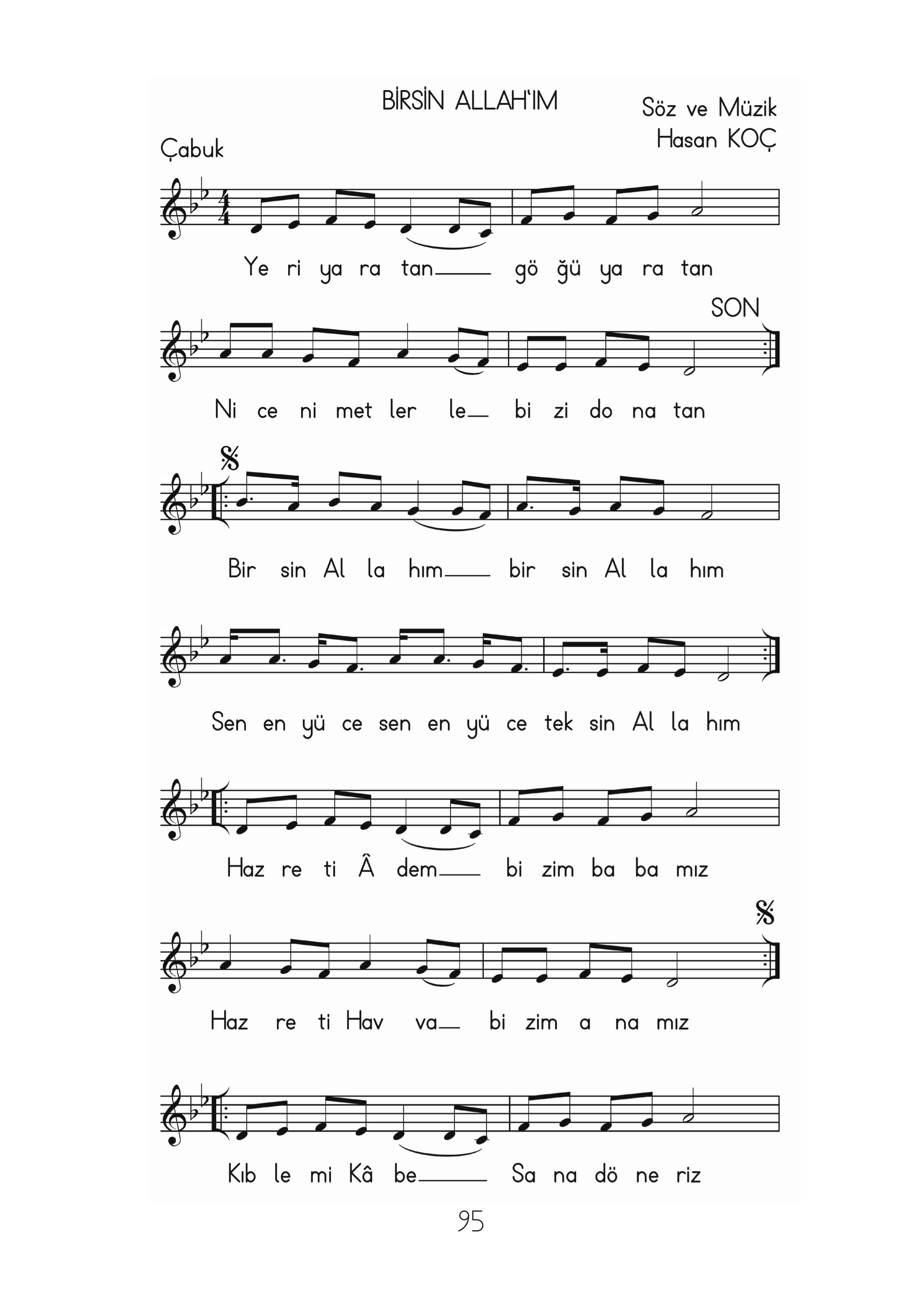 2. Sınıf Hecce Yayıncılık Müzik Ders Kitabı Sayfa 95 Cevapları