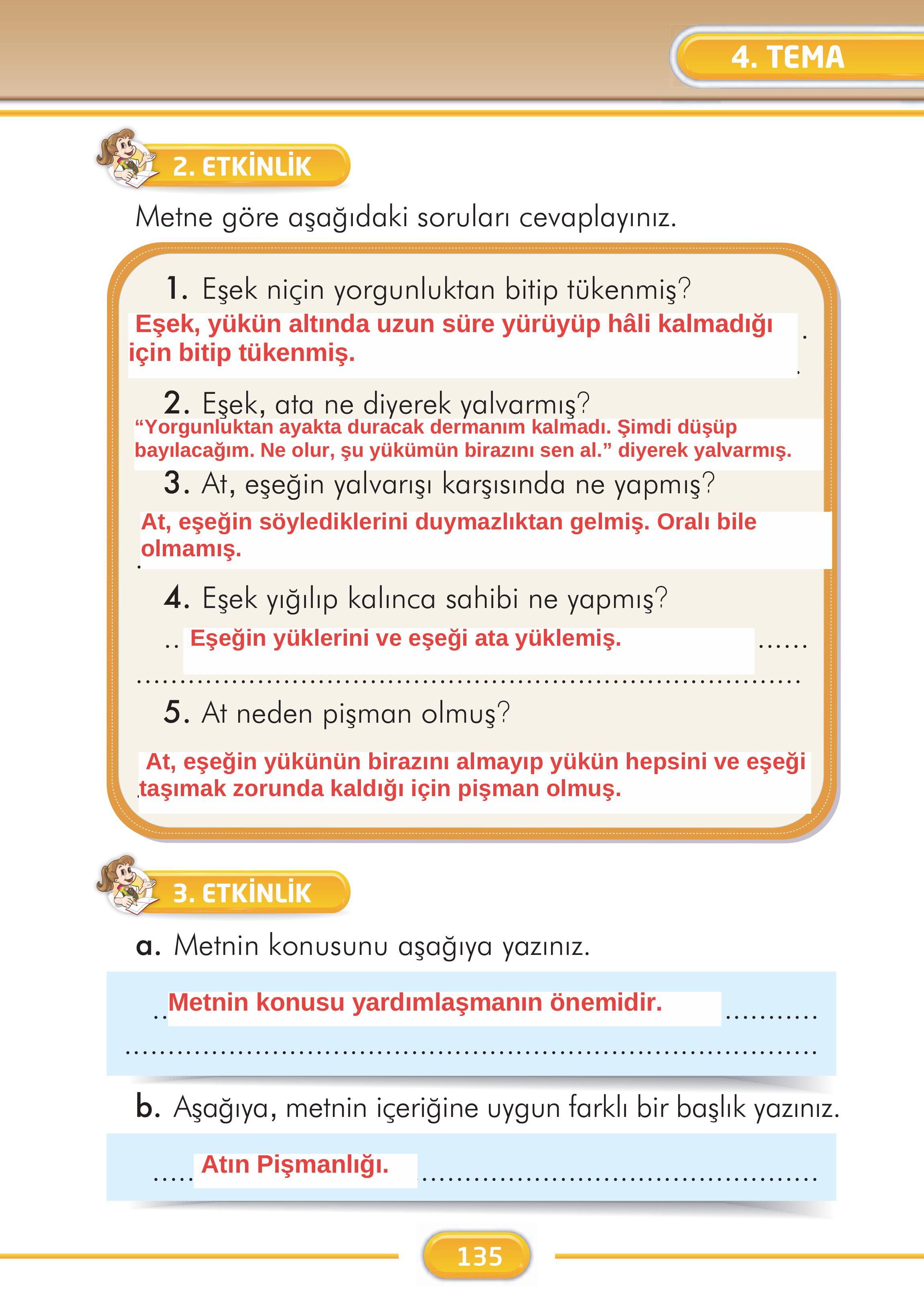 2. Sınıf Kare Yayınları Türkçe Ders Kitabı Sayfa 135 Cevapları 2. Sınıf Kare Yayınları Türkçe Ders Kitabı Sayfa 135 Cevapları