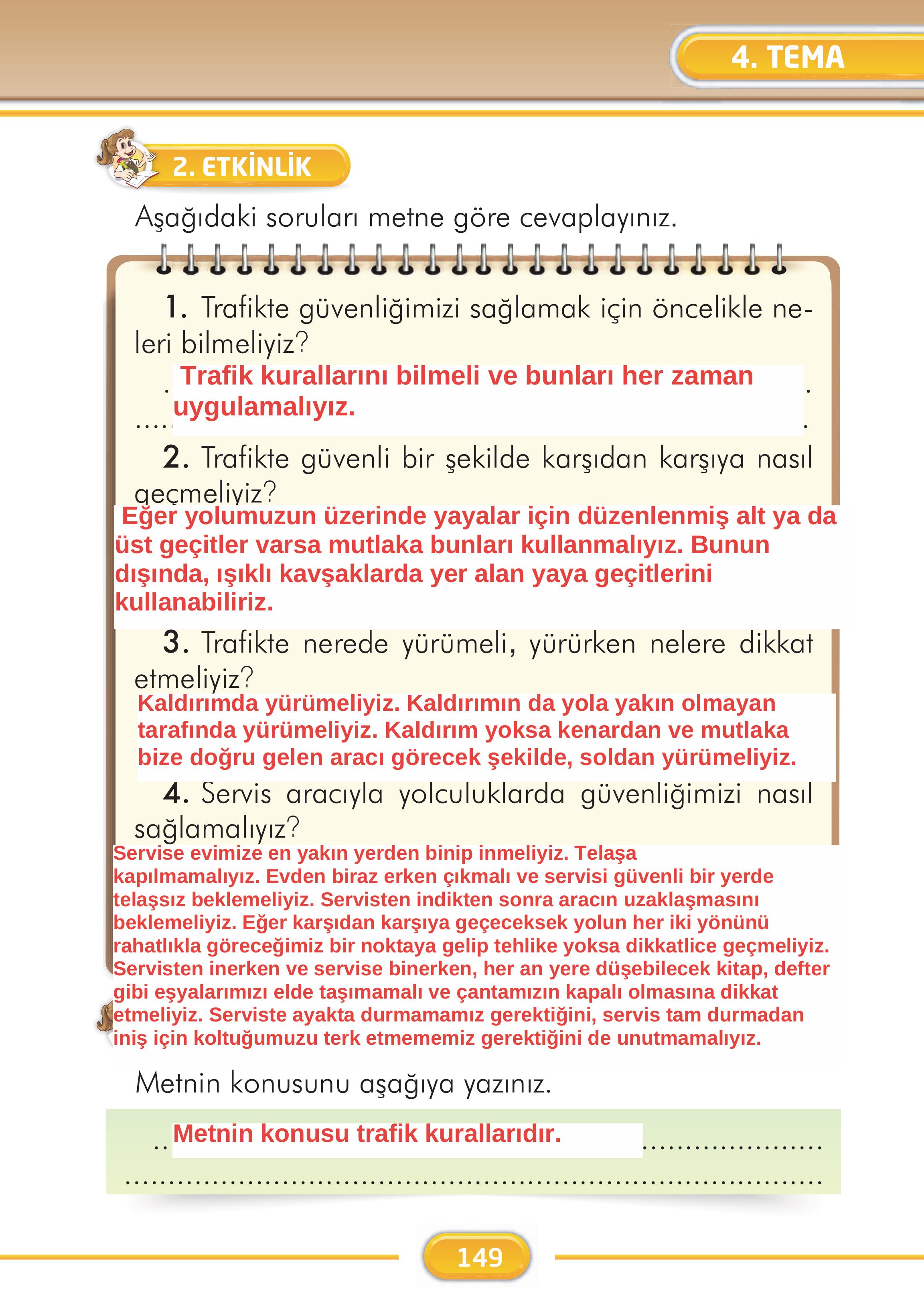 2. Sınıf Kare Yayınları Türkçe Ders Kitabı Sayfa 149 Cevapları