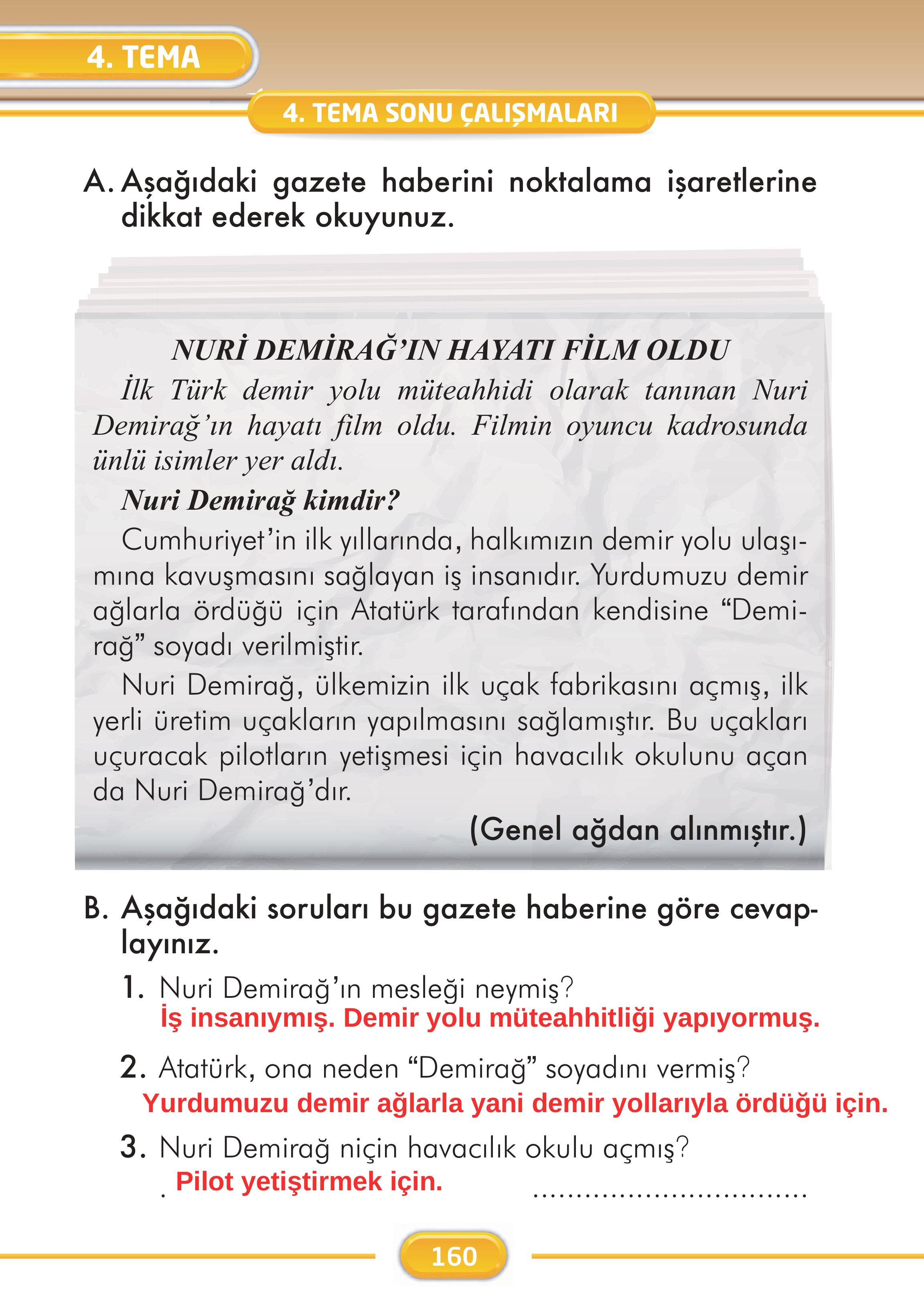 2. Sınıf Kare Yayınları Türkçe Ders Kitabı Sayfa 160 Cevapları 2. Sınıf Kare Yayınları Türkçe Ders Kitabı Sayfa 160 Cevapları