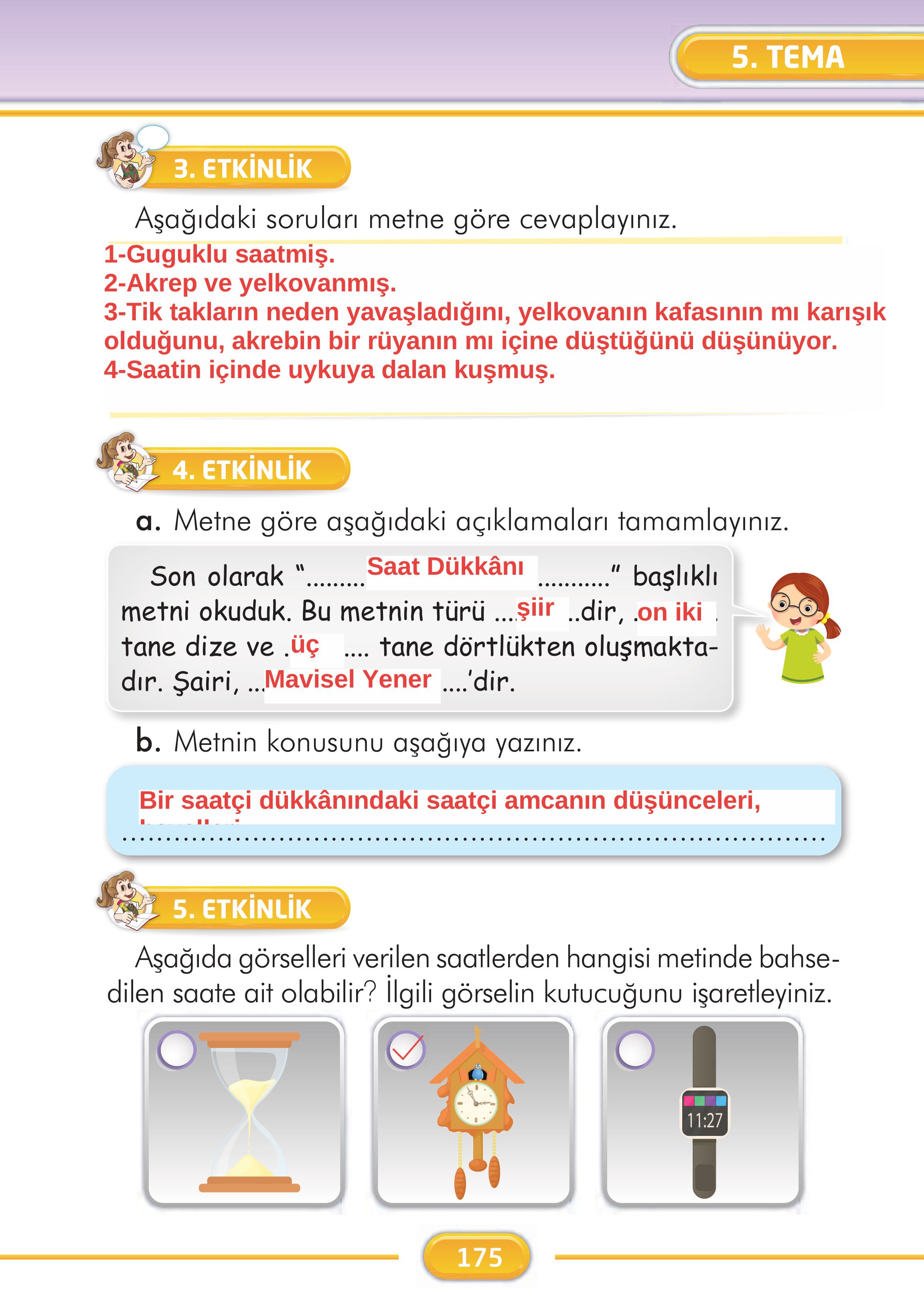 2. Sınıf Kare Yayınları Türkçe Ders Kitabı Sayfa 175 Cevapları