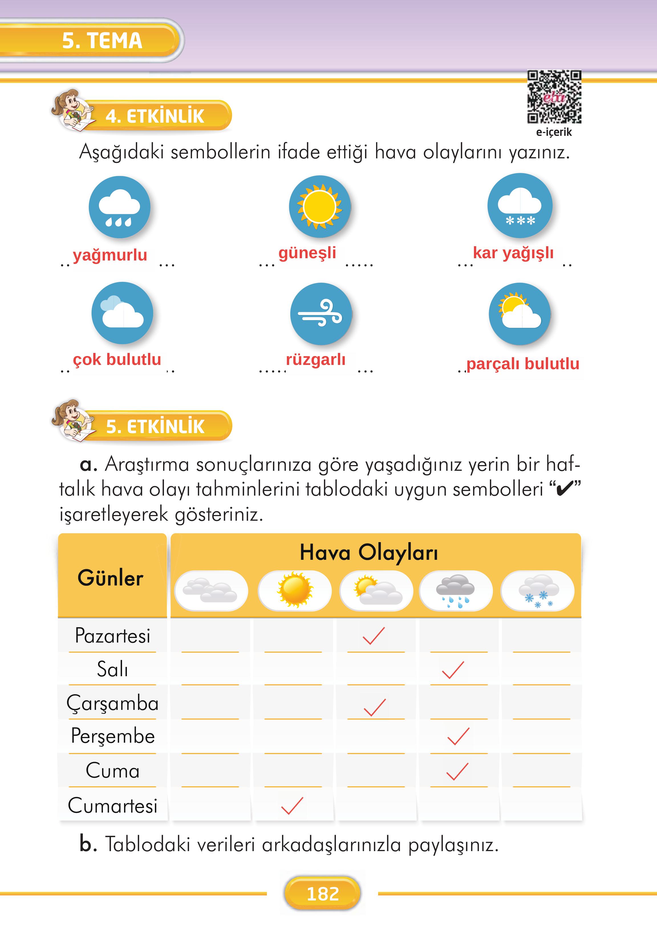 2. Sınıf Kare Yayınları Türkçe Ders Kitabı Sayfa 182 Cevapları