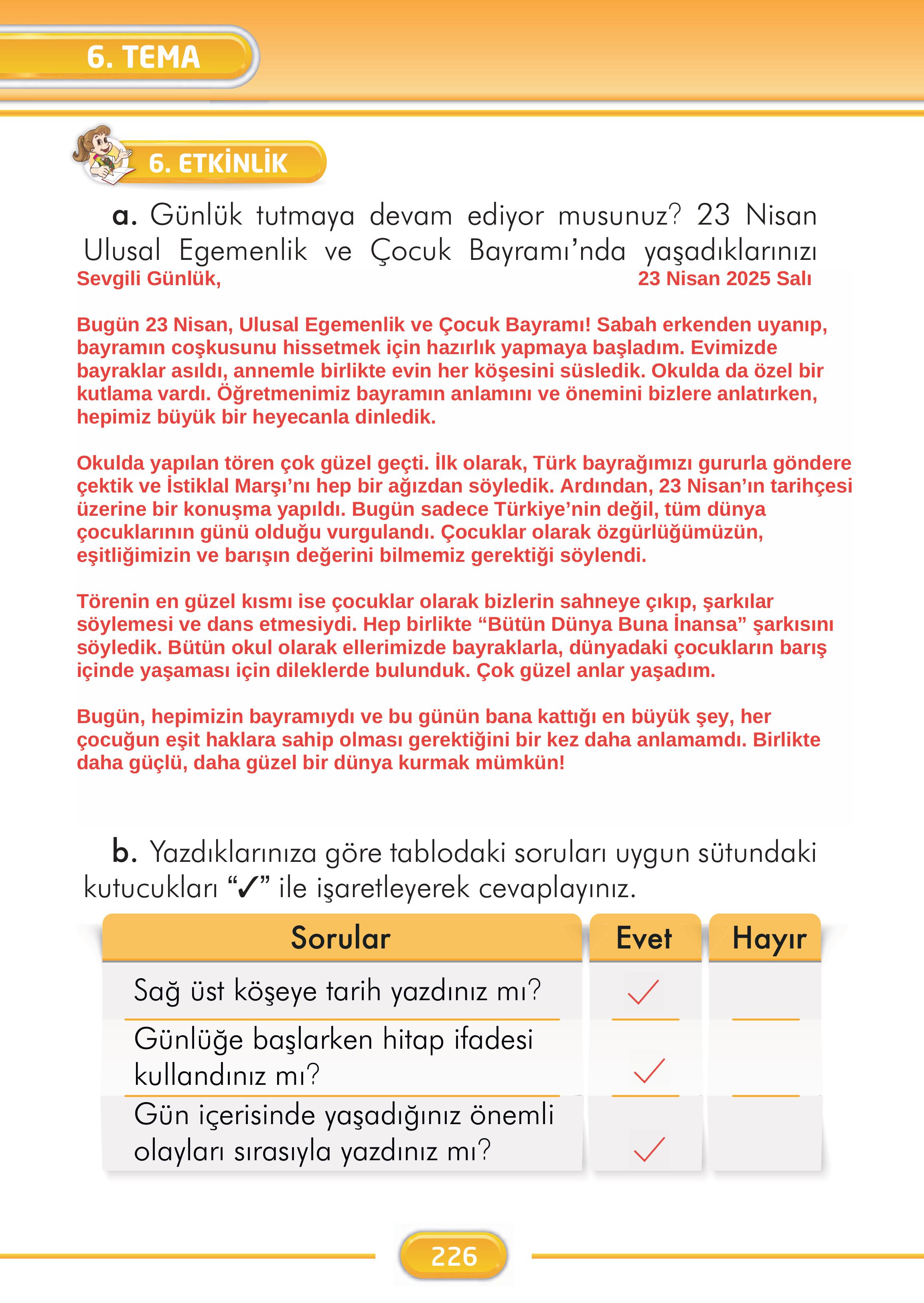 2. Sınıf Kare Yayınları Türkçe Ders Kitabı Sayfa 226 Cevapları