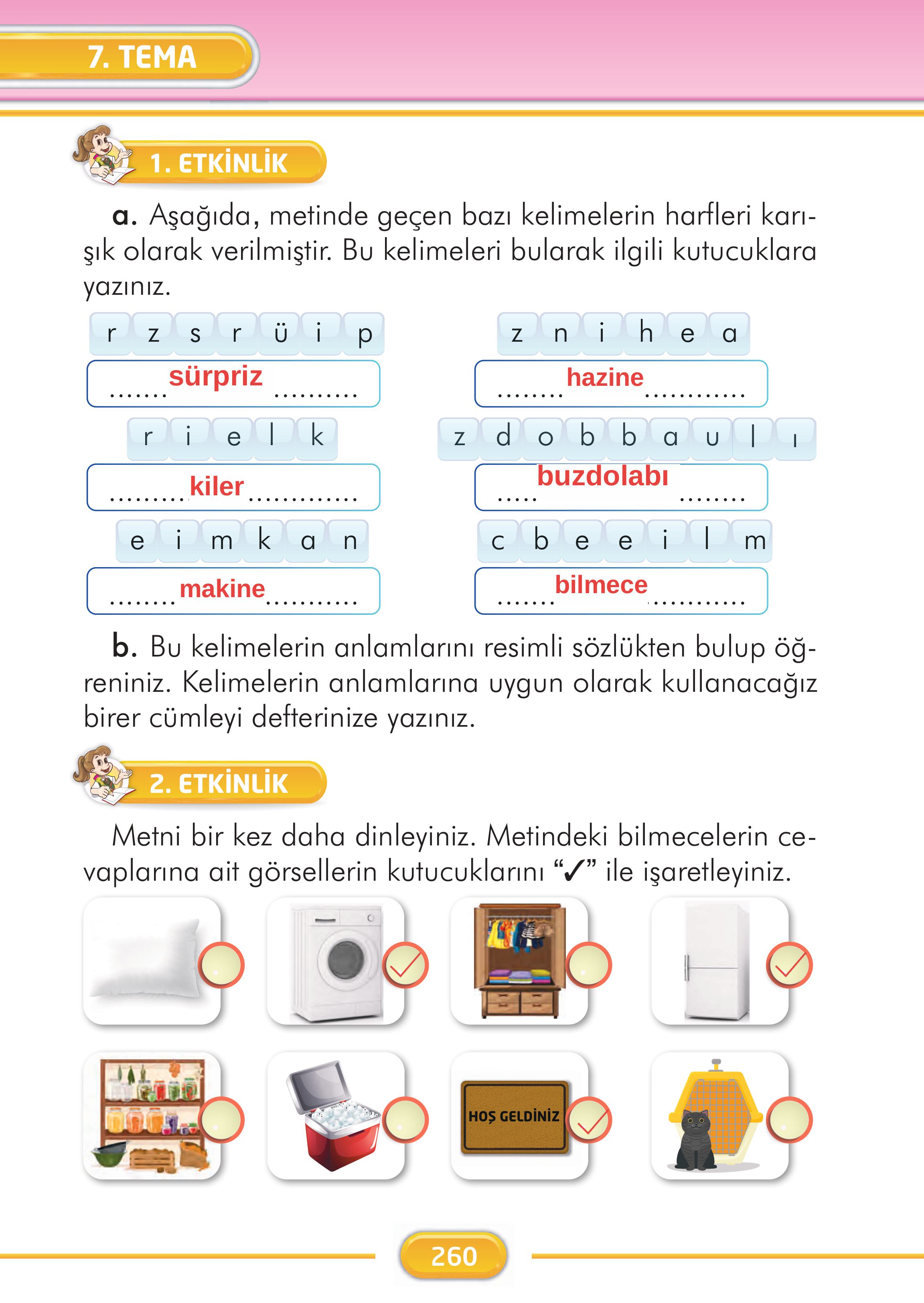 2. Sınıf Kare Yayınları Türkçe Ders Kitabı Sayfa 260 Cevapları
