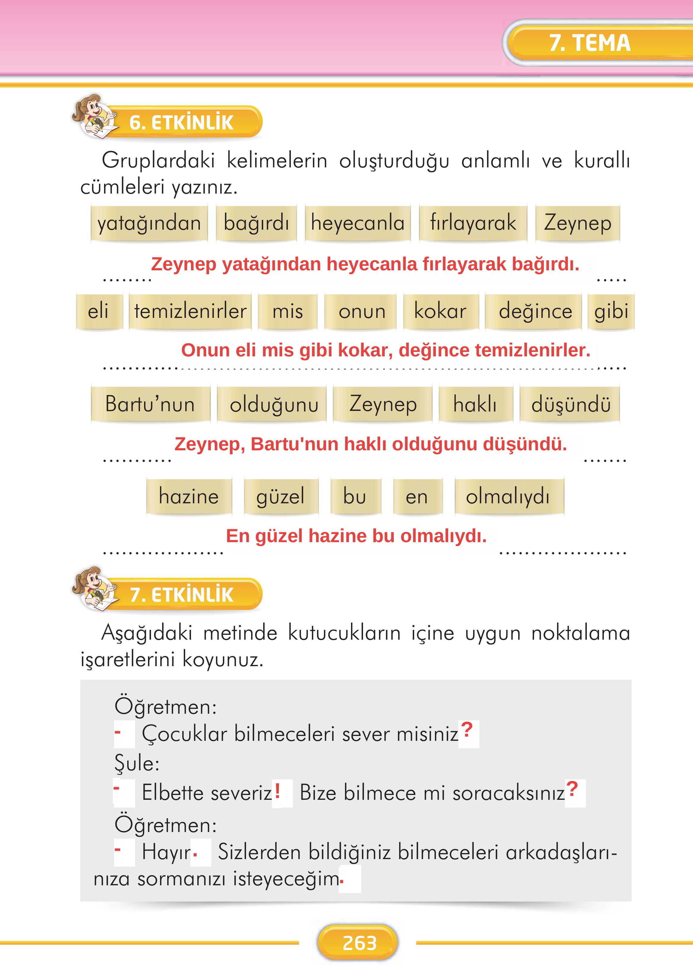 2. Sınıf Kare Yayınları Türkçe Ders Kitabı Sayfa 263 Cevapları