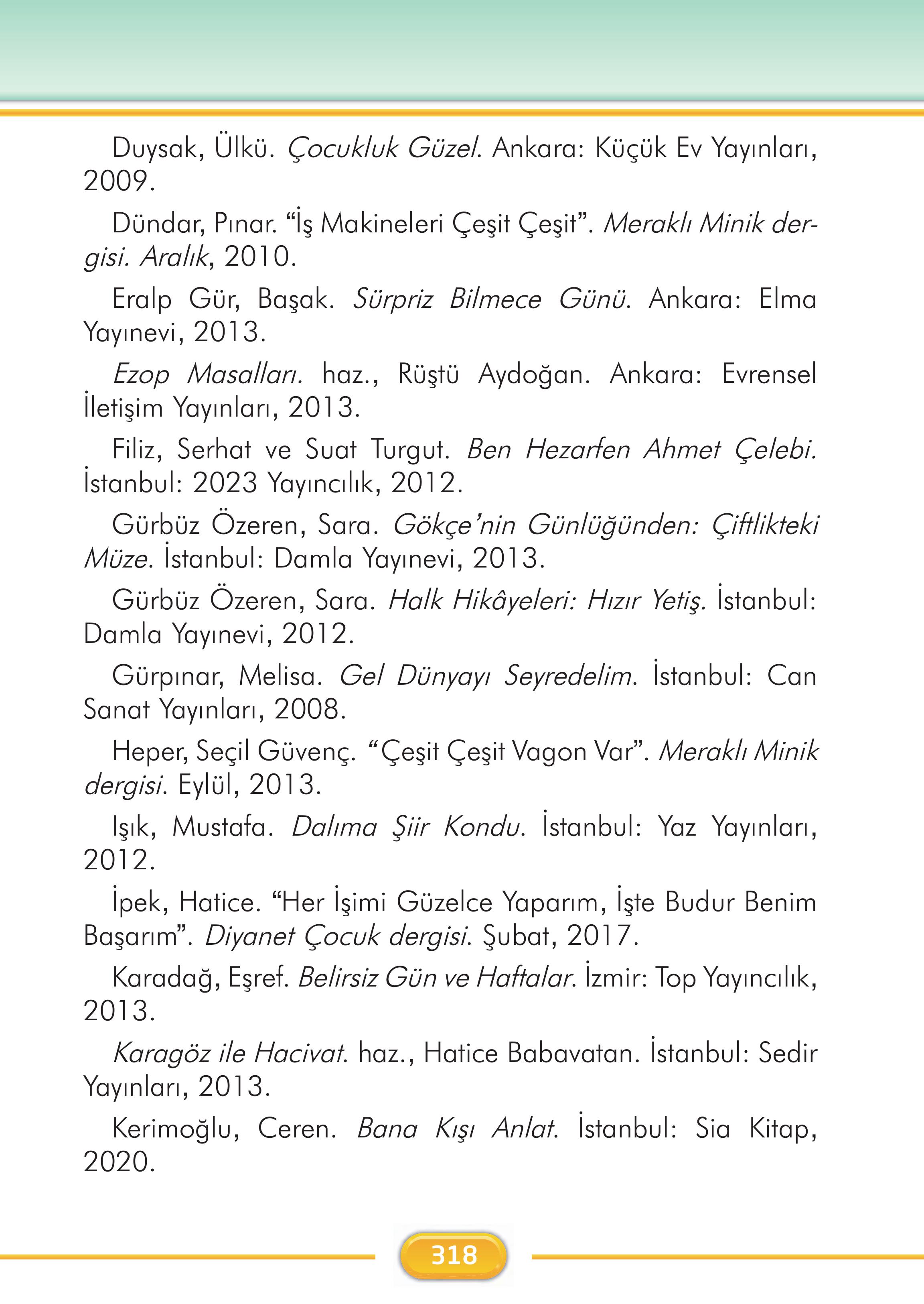 2. Sınıf Kare Yayınları Türkçe Ders Kitabı Sayfa 318 Cevapları