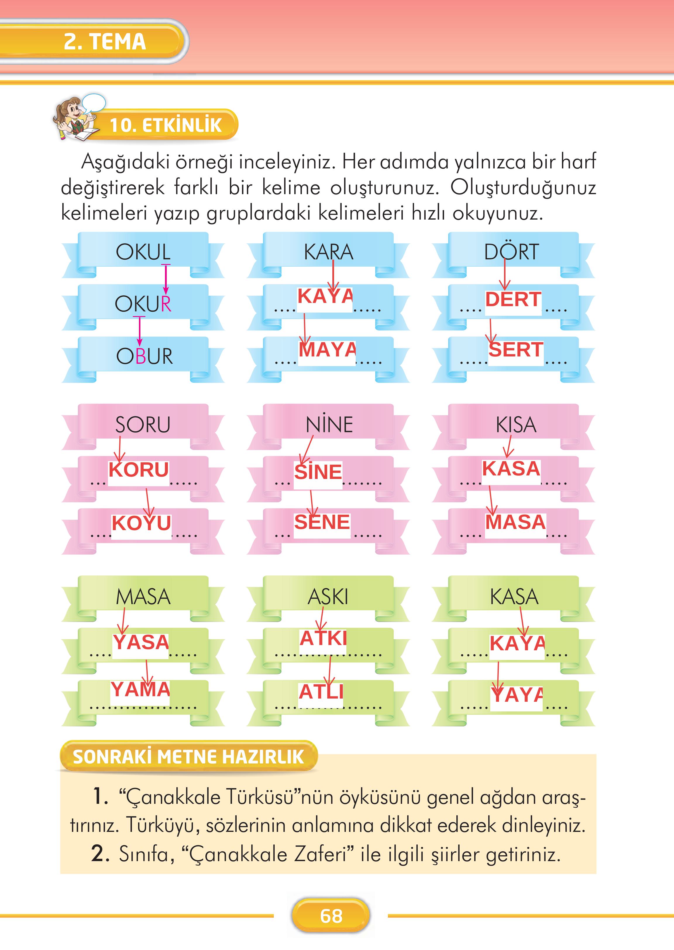 2. Sınıf Kare Yayınları Türkçe Ders Kitabı Sayfa 68 Cevapları 2. Sınıf Kare Yayınları Türkçe Ders Kitabı Sayfa 68 Cevapları