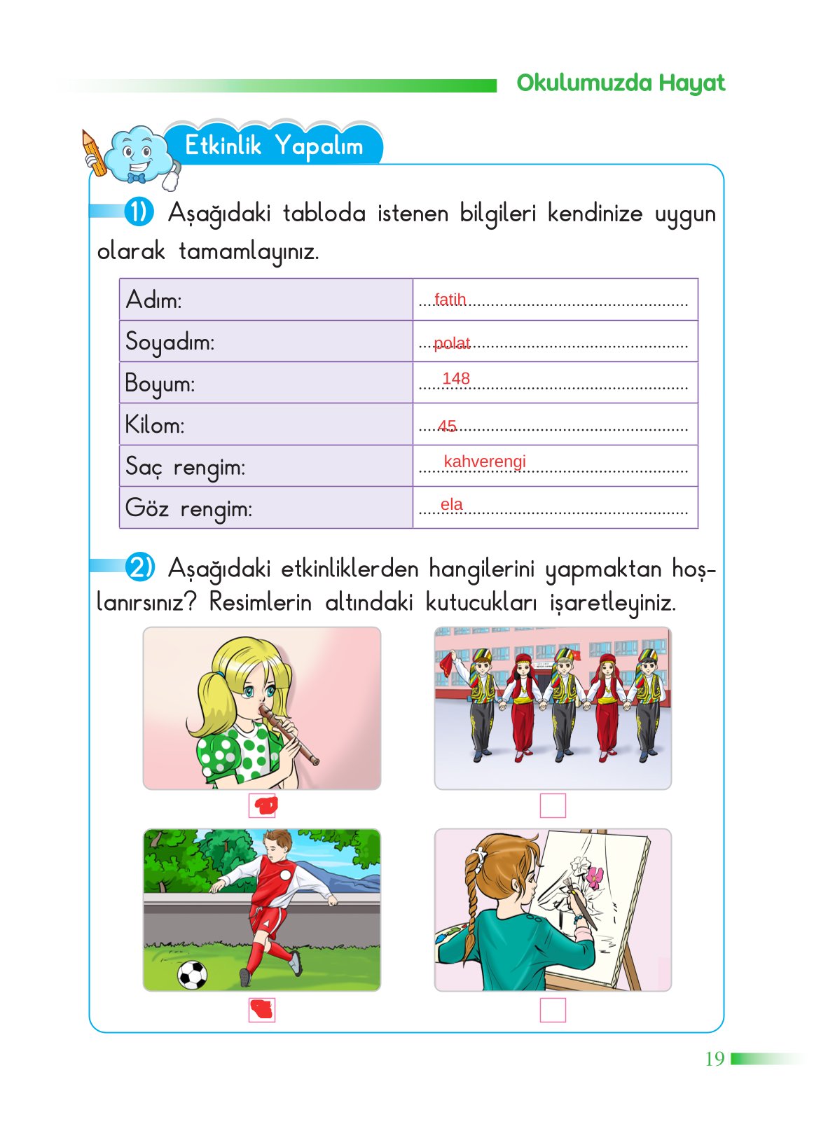 2. Sınıf Sdr Yayıncılık Hayat Bilgisi Ders Kitabı Sayfa 20 Cevapları