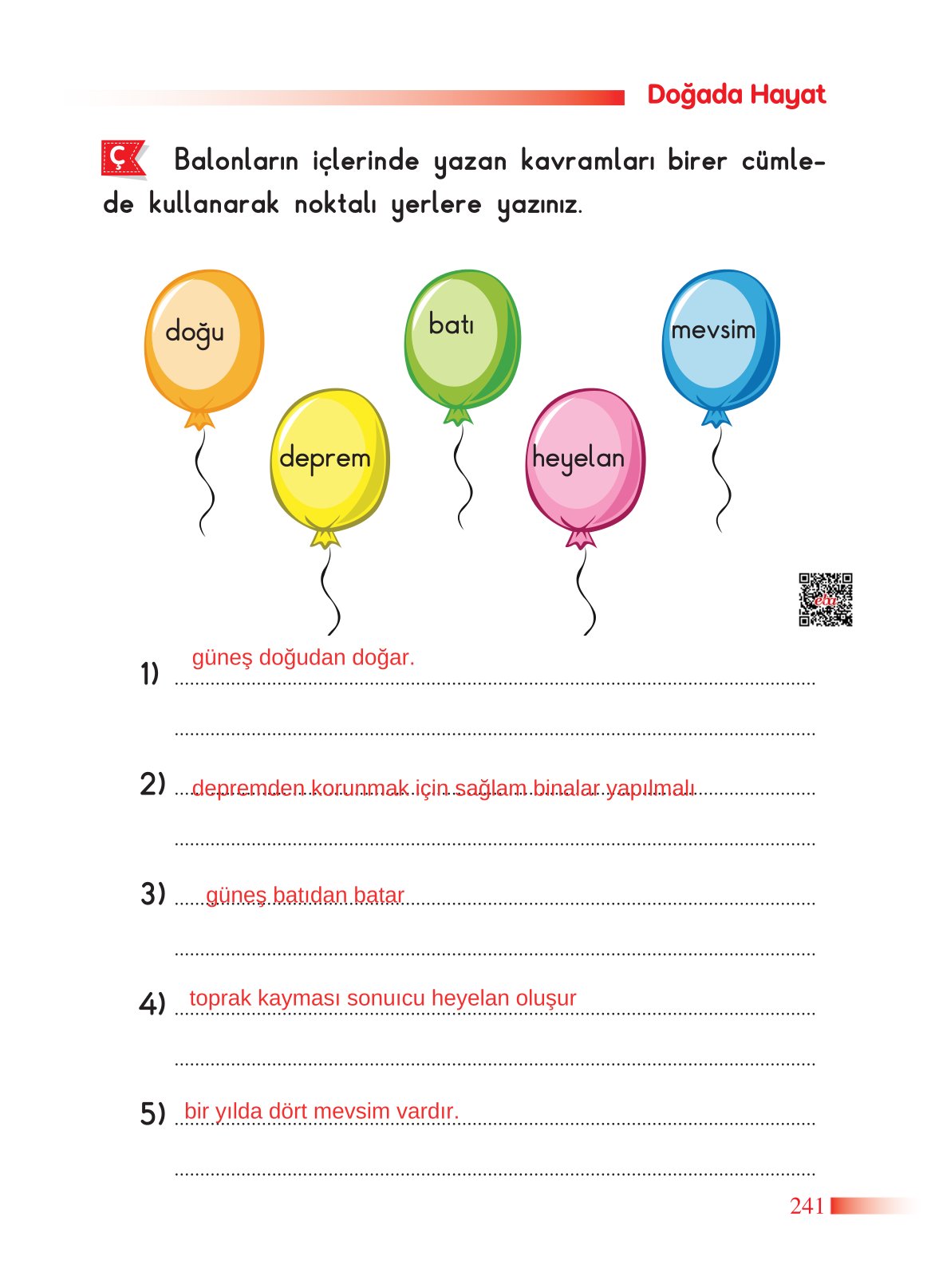 2. Sınıf Sdr Yayıncılık Hayat Bilgisi Ders Kitabı Sayfa 242 Cevapları