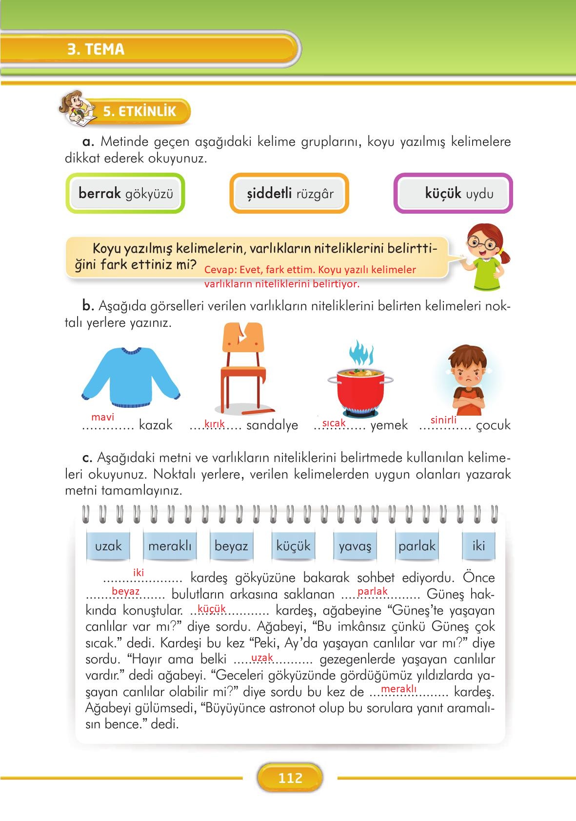 3. Sınıf İlke Yayınları Türkçe Ders Kitabı Sayfa 112 Cevapları 3. Sınıf İlke Yayınları Türkçe Ders Kitabı Sayfa 112 Cevapları
