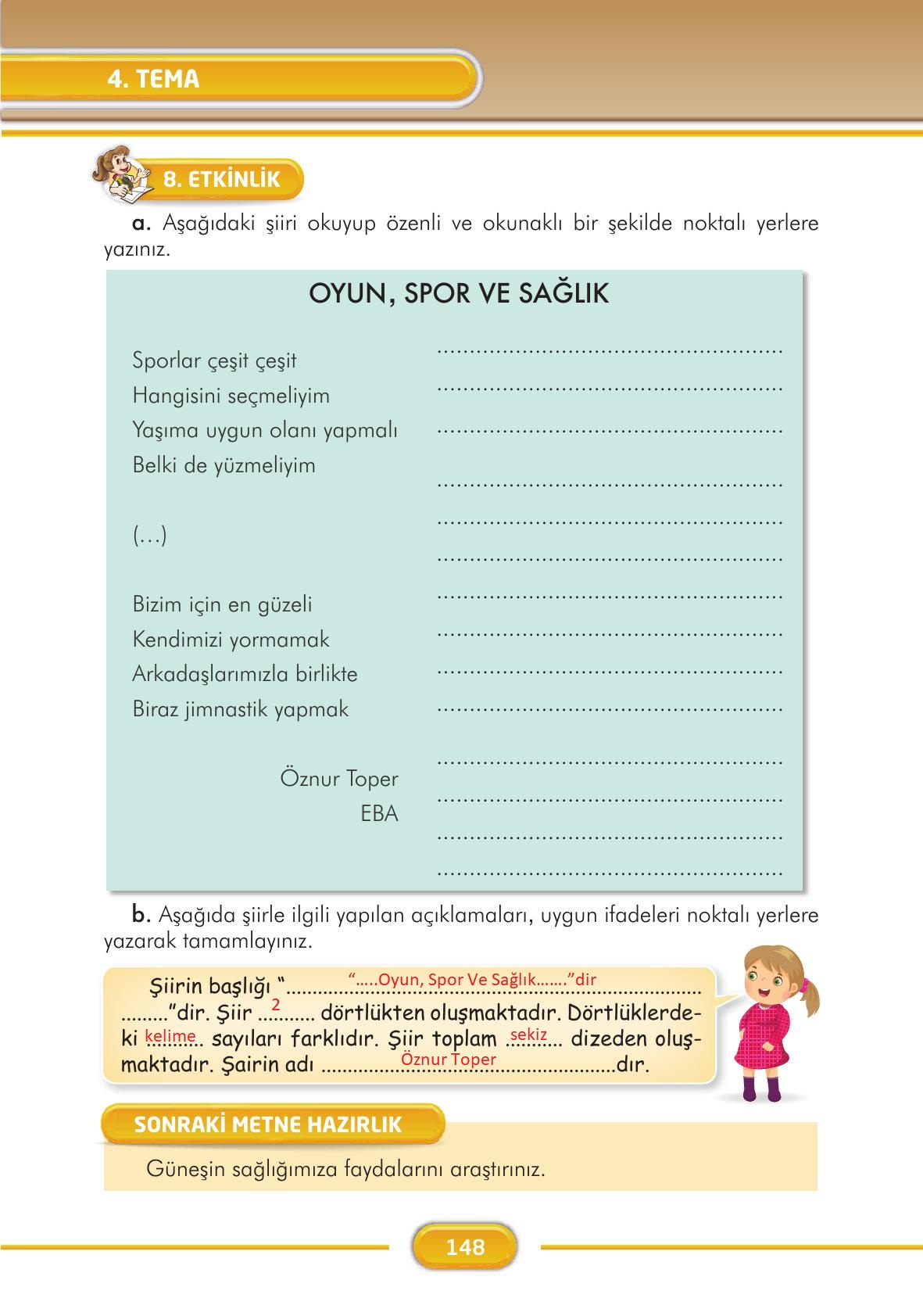 3. Sınıf İlke Yayınları Türkçe Ders Kitabı Sayfa 148 Cevapları