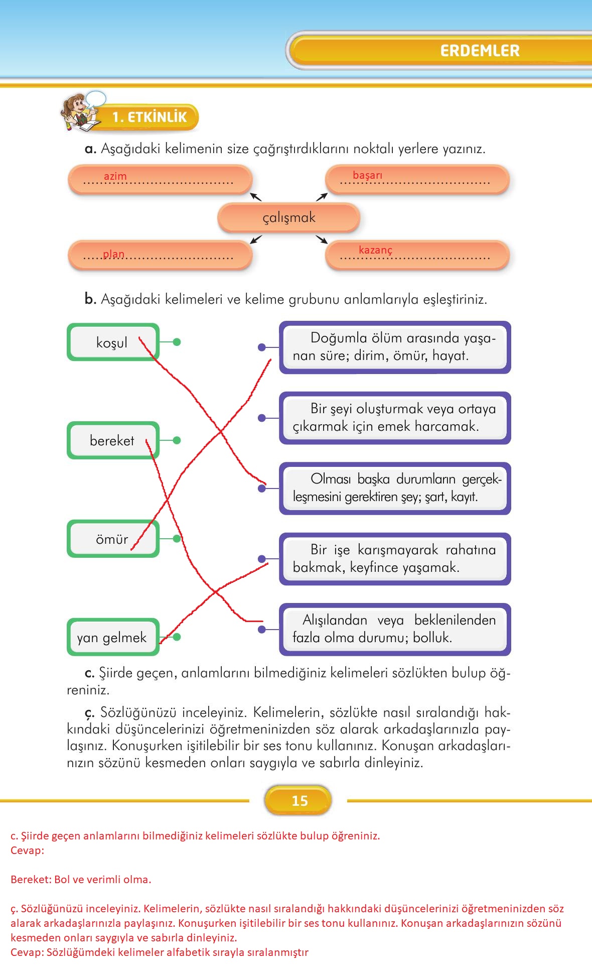 3. Sınıf İlke Yayınları Türkçe Ders Kitabı Sayfa 15 Cevapları