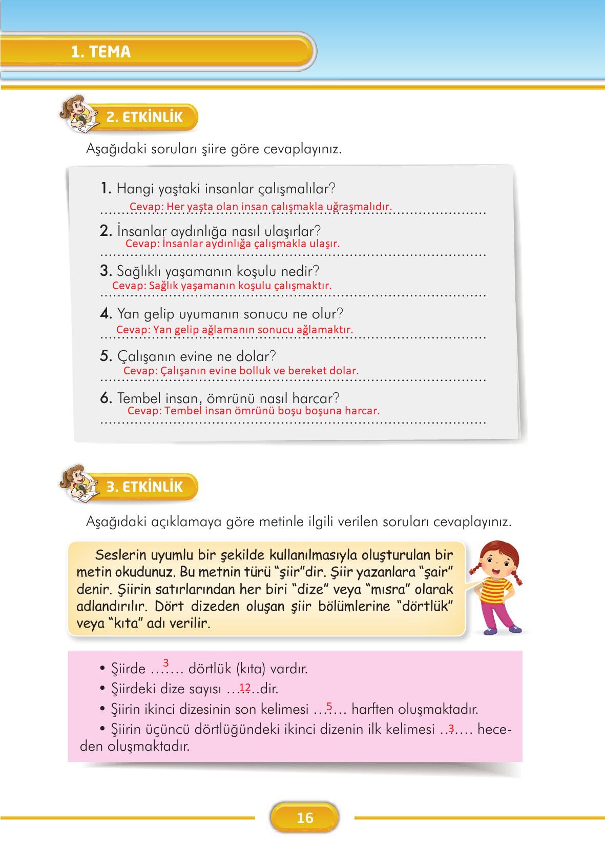 3. Sınıf İlke Yayınları Türkçe Ders Kitabı Sayfa 16 Cevapları