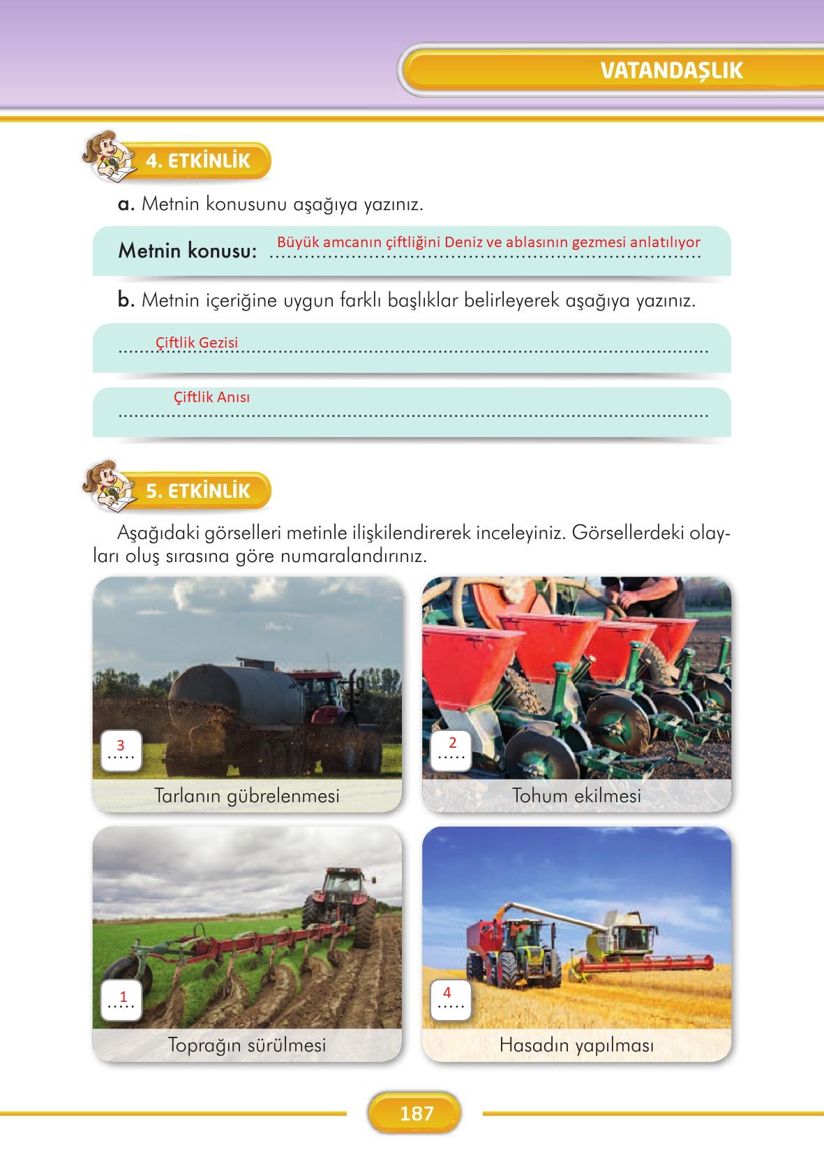 3. Sınıf İlke Yayınları Türkçe Ders Kitabı Sayfa 187 Cevapları 3. Sınıf İlke Yayınları Türkçe Ders Kitabı Sayfa 187 Cevapları