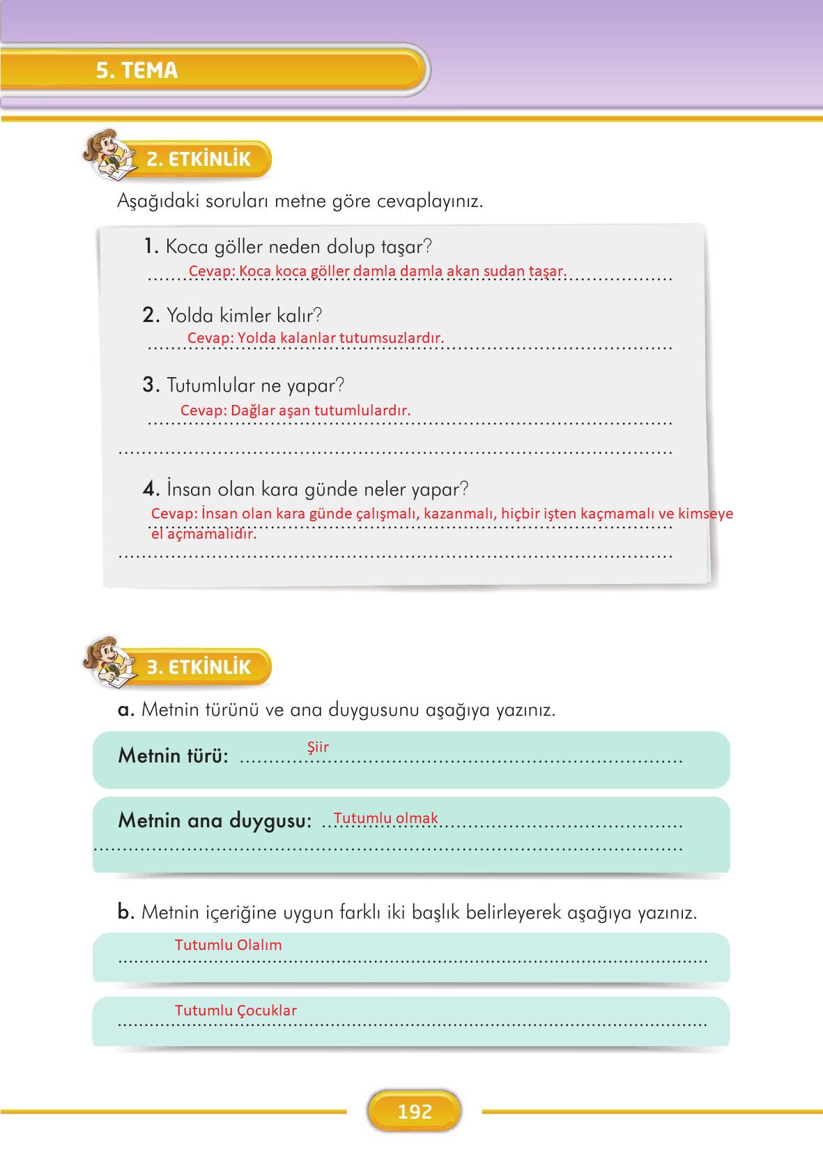 3. Sınıf İlke Yayınları Türkçe Ders Kitabı Sayfa 192 Cevapları 3. Sınıf İlke Yayınları Türkçe Ders Kitabı Sayfa 192 Cevapları