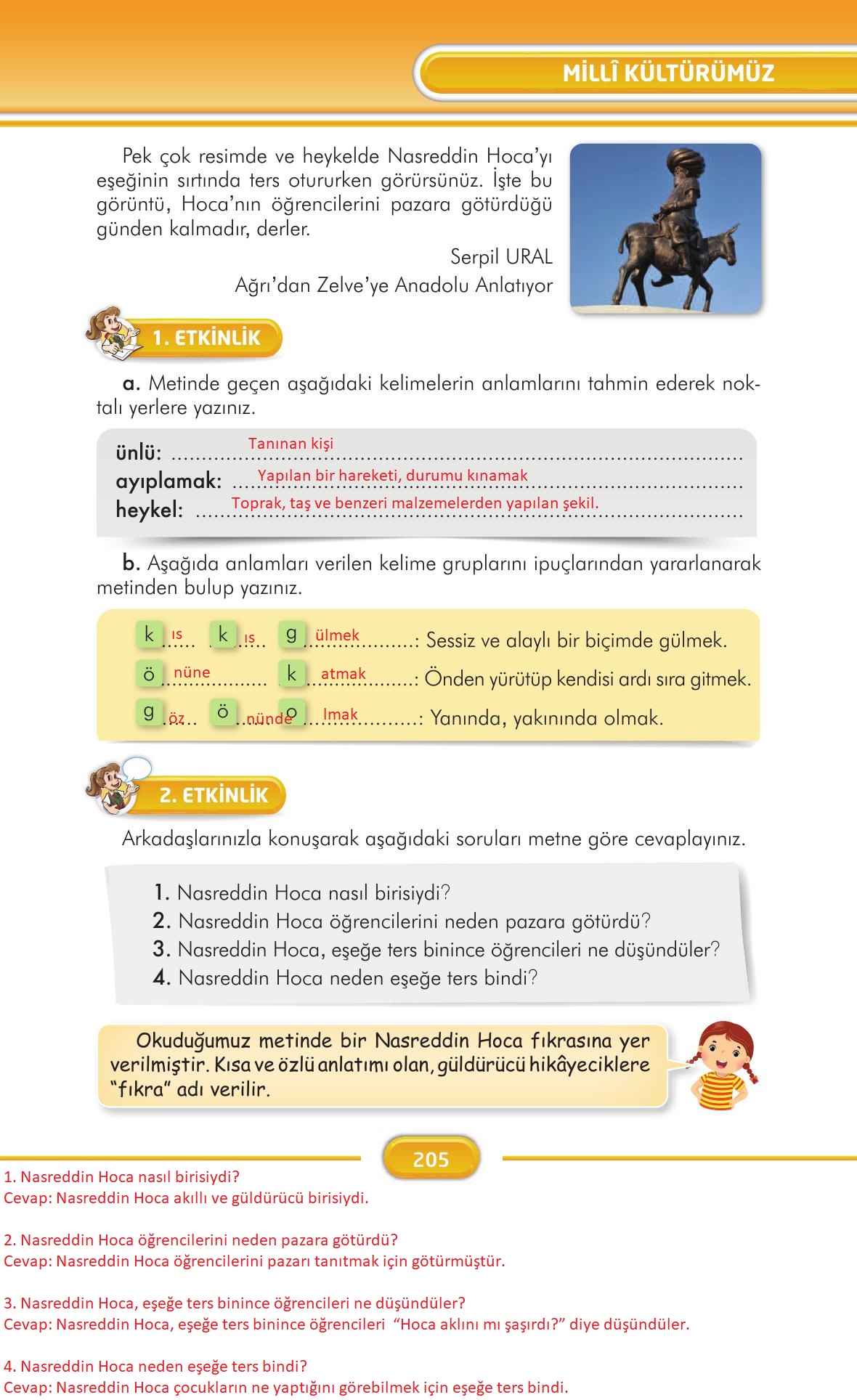 3. Sınıf İlke Yayınları Türkçe Ders Kitabı Sayfa 205 Cevapları 3. Sınıf İlke Yayınları Türkçe Ders Kitabı Sayfa 205 Cevapları