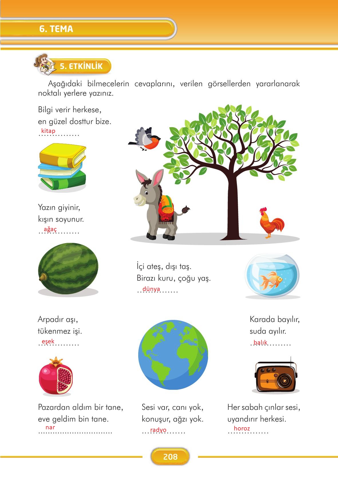 3. Sınıf İlke Yayınları Türkçe Ders Kitabı Sayfa 208 Cevapları