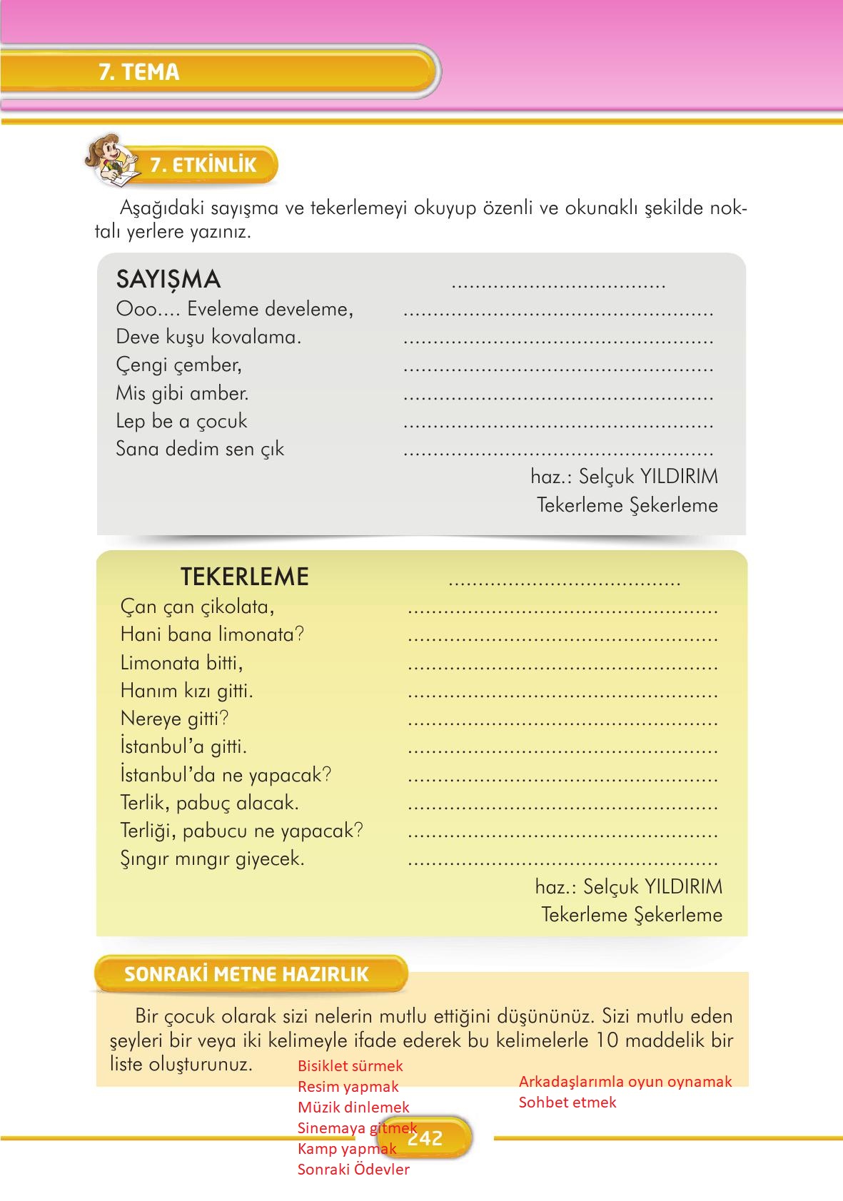 3. Sınıf İlke Yayınları Türkçe Ders Kitabı Sayfa 242 Cevapları 3. Sınıf İlke Yayınları Türkçe Ders Kitabı Sayfa 242 Cevapları