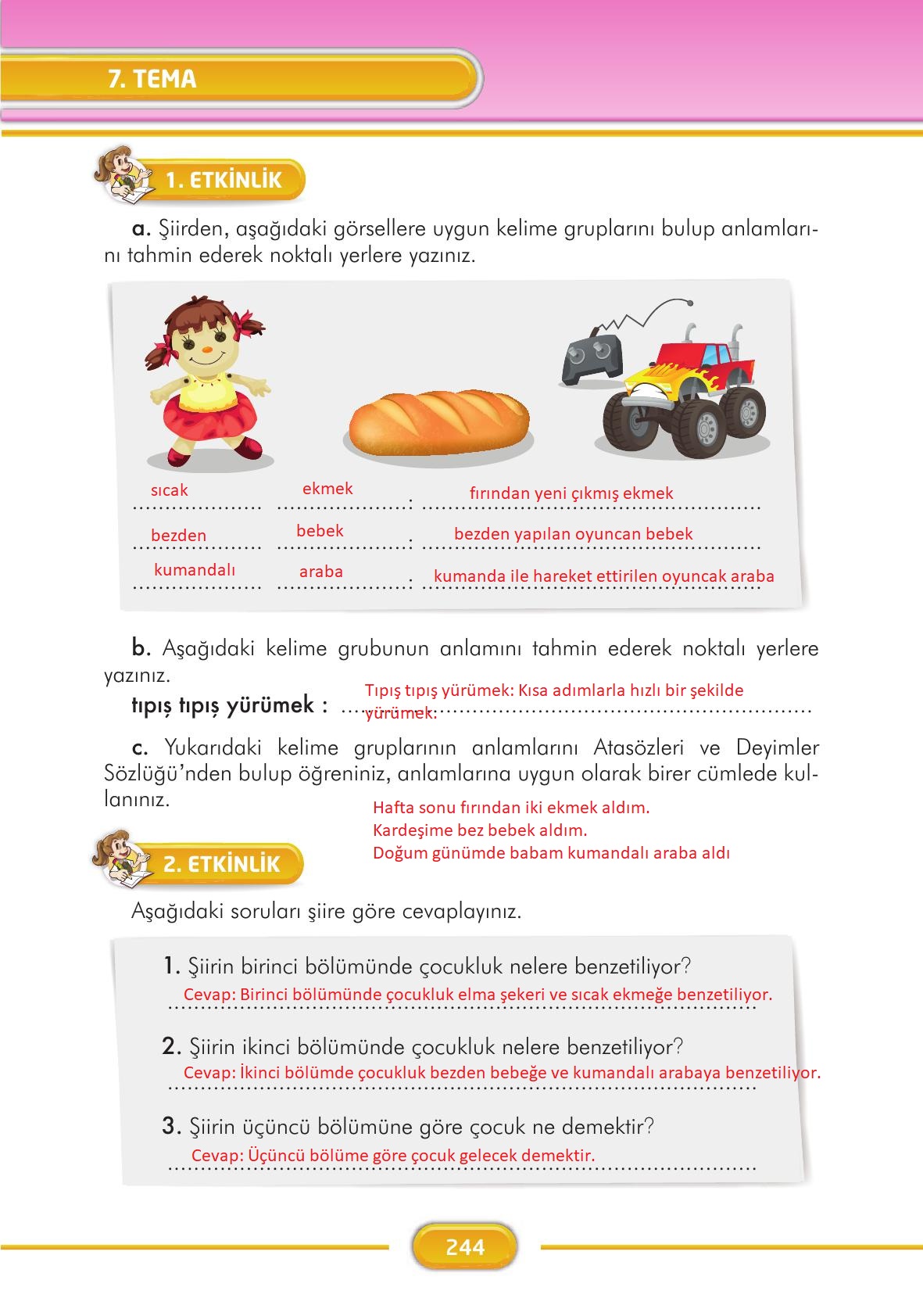 3. Sınıf İlke Yayınları Türkçe Ders Kitabı Sayfa 244 Cevapları 3. Sınıf İlke Yayınları Türkçe Ders Kitabı Sayfa 244 Cevapları