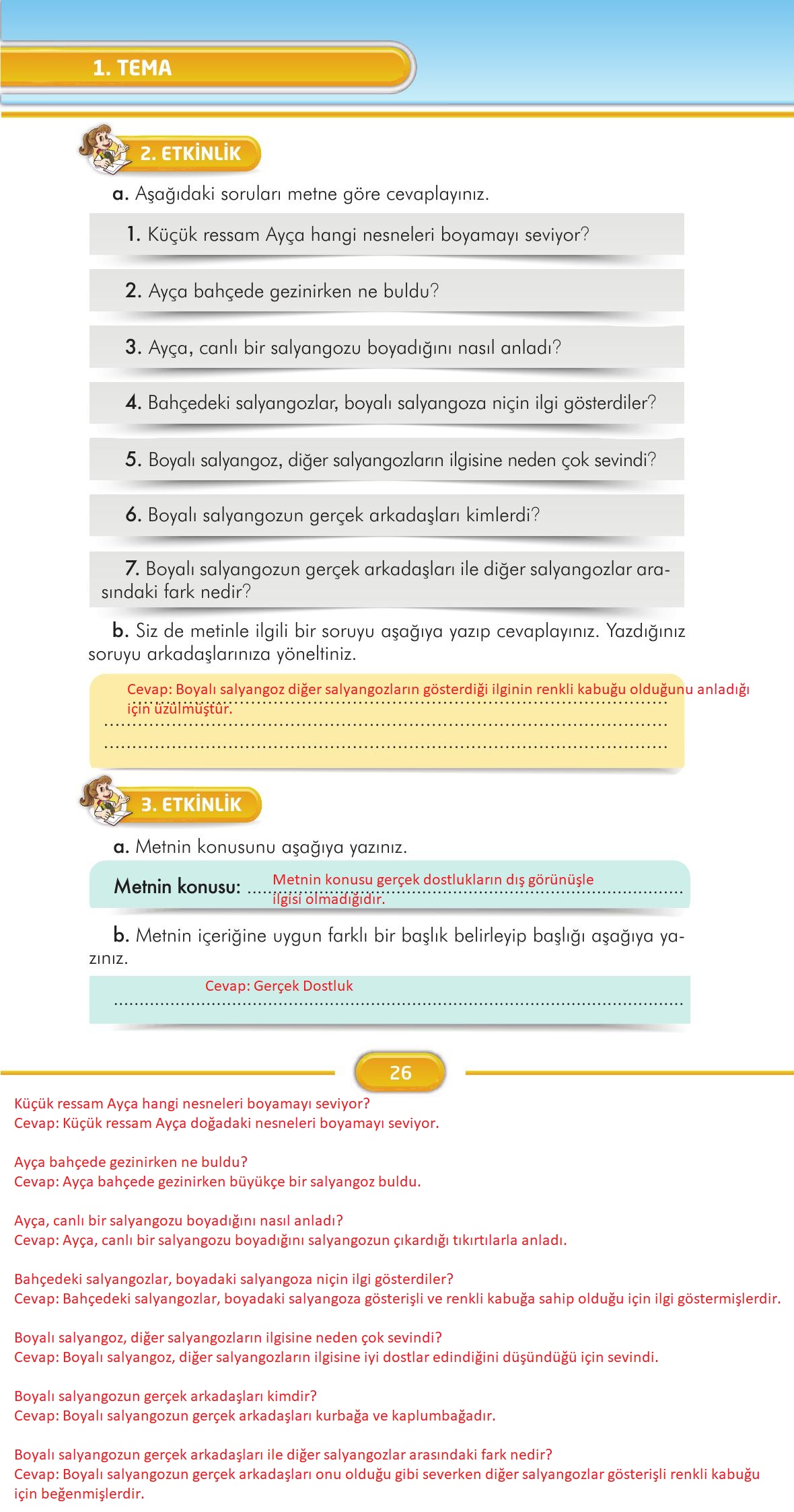 3. Sınıf İlke Yayınları Türkçe Ders Kitabı Sayfa 26 Cevapları 3. Sınıf İlke Yayınları Türkçe Ders Kitabı Sayfa 26 Cevapları