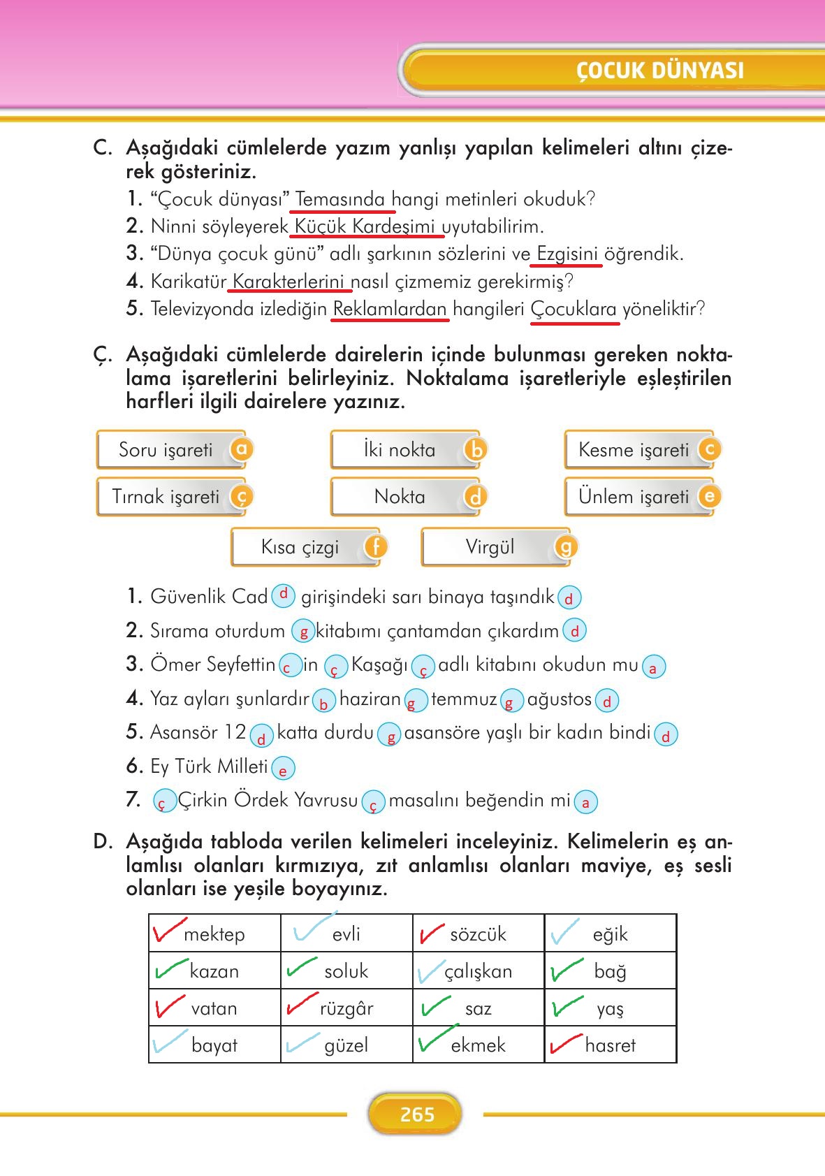 3. Sınıf İlke Yayınları Türkçe Ders Kitabı Sayfa 265 Cevapları 3. Sınıf İlke Yayınları Türkçe Ders Kitabı Sayfa 265 Cevapları