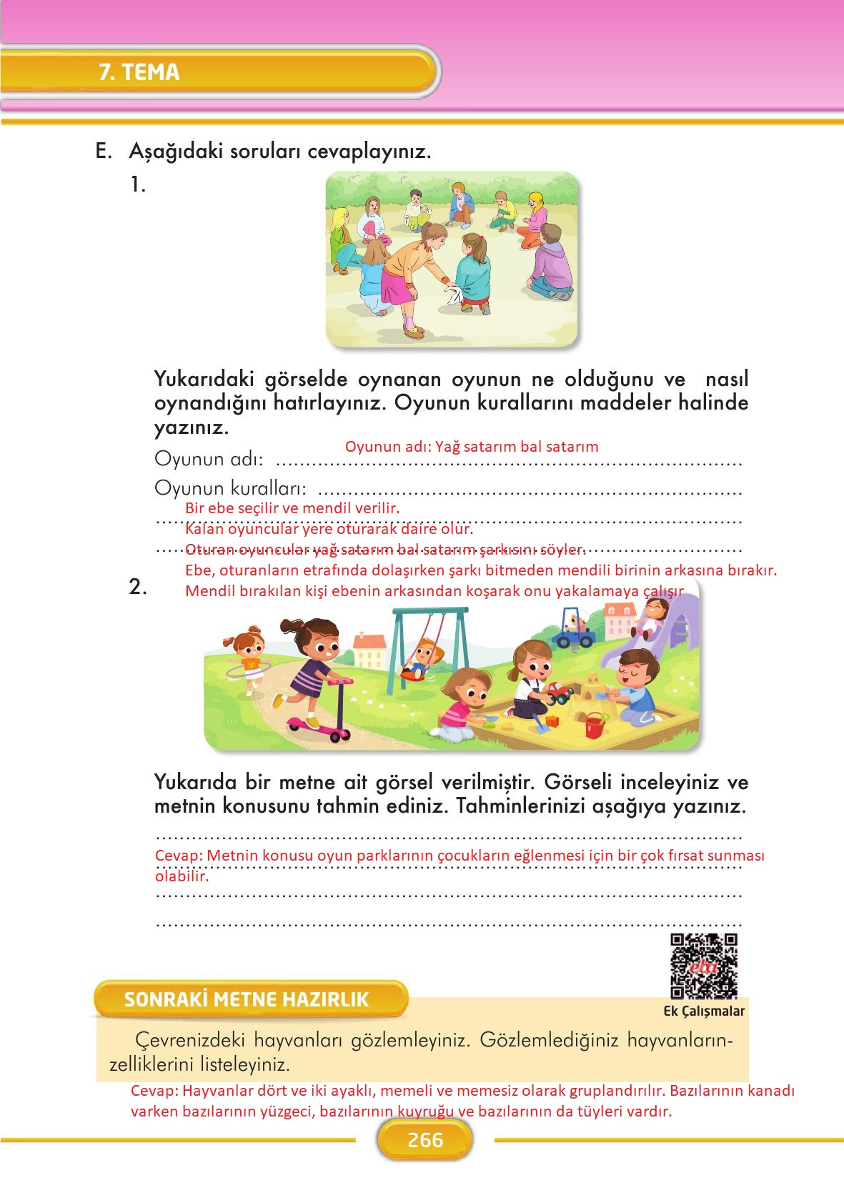 3. Sınıf İlke Yayınları Türkçe Ders Kitabı Sayfa 266 Cevapları 3. Sınıf İlke Yayınları Türkçe Ders Kitabı Sayfa 266 Cevapları