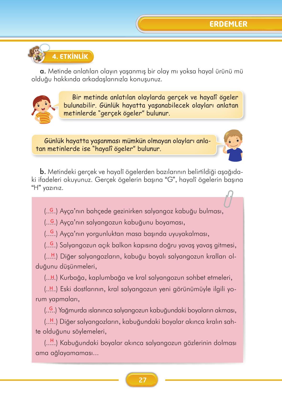 3. Sınıf İlke Yayınları Türkçe Ders Kitabı Sayfa 27 Cevapları