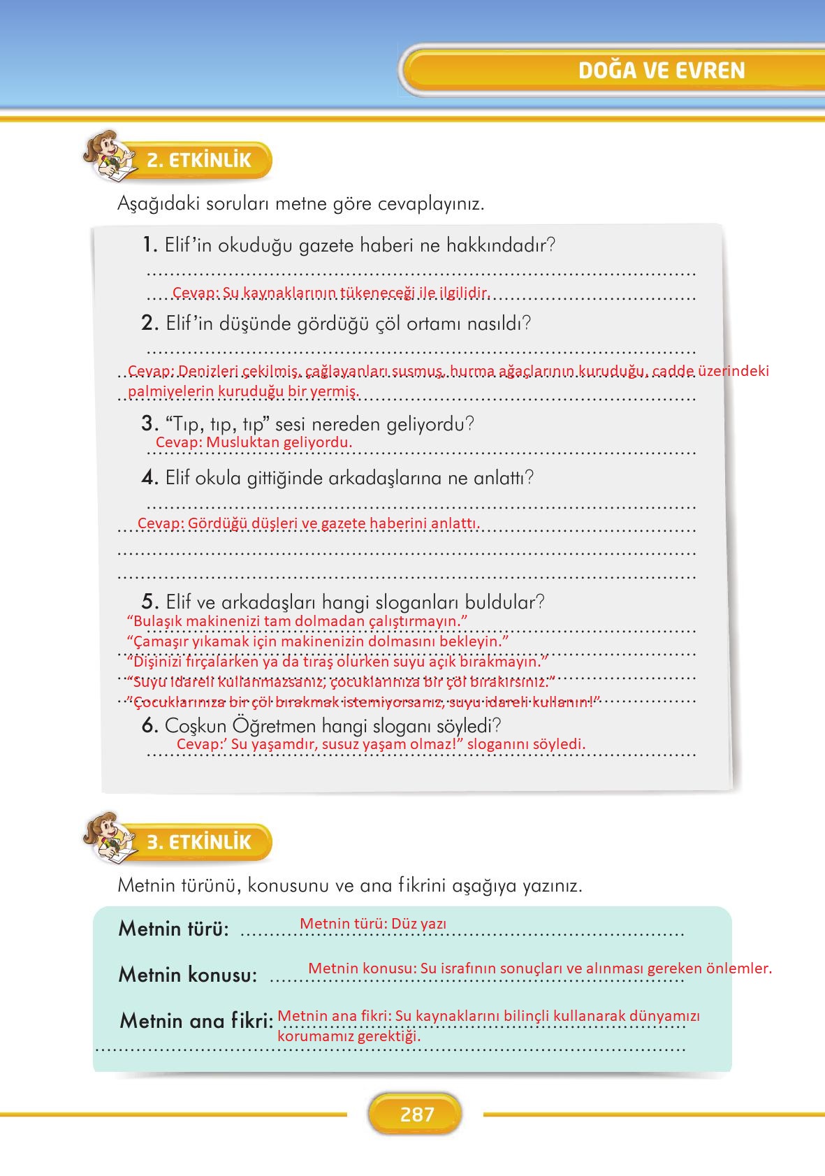 3. Sınıf İlke Yayınları Türkçe Ders Kitabı Sayfa 287 Cevapları 3. Sınıf İlke Yayınları Türkçe Ders Kitabı Sayfa 287 Cevapları