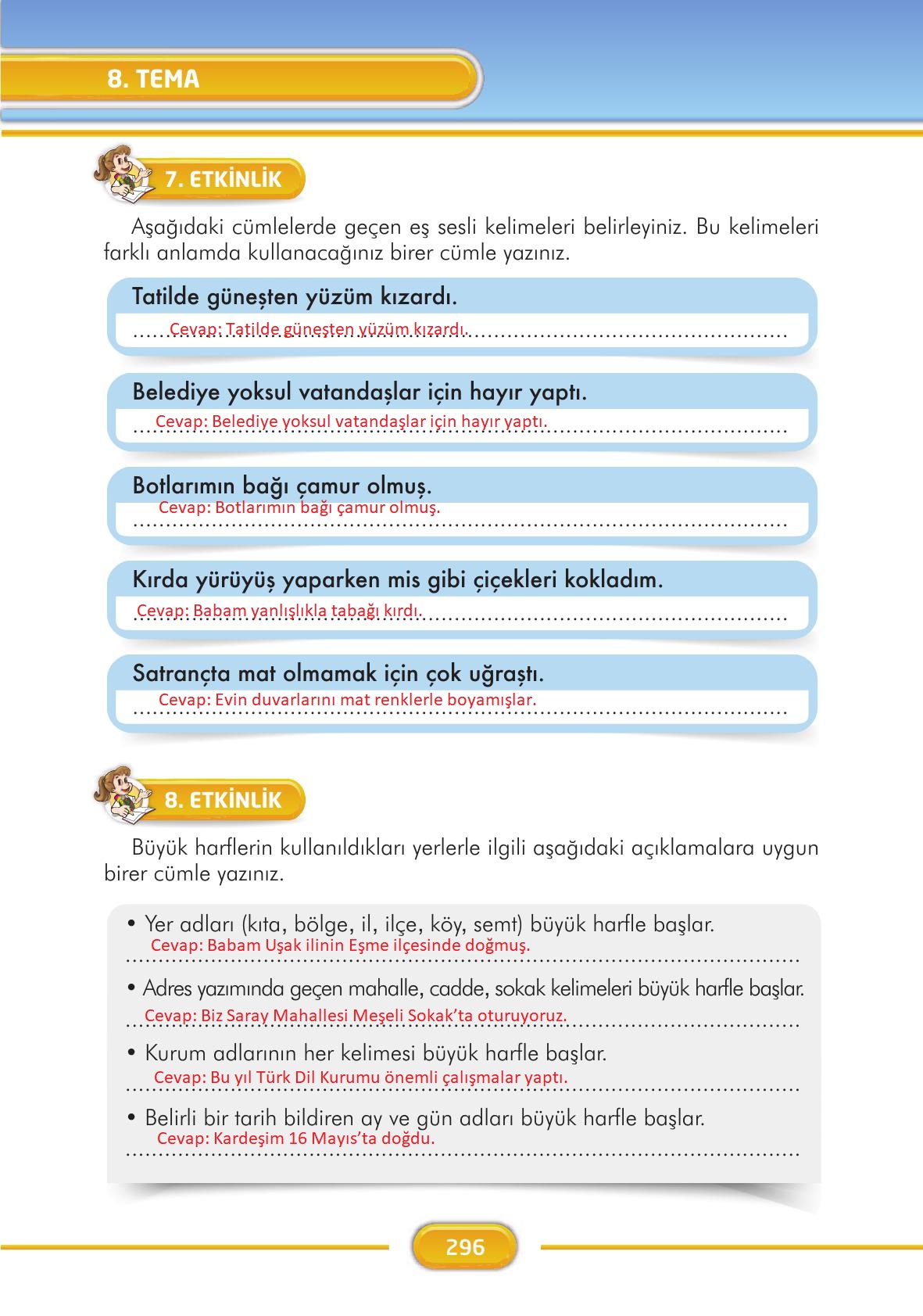 3. Sınıf İlke Yayınları Türkçe Ders Kitabı Sayfa 296 Cevapları 3. Sınıf İlke Yayınları Türkçe Ders Kitabı Sayfa 296 Cevapları