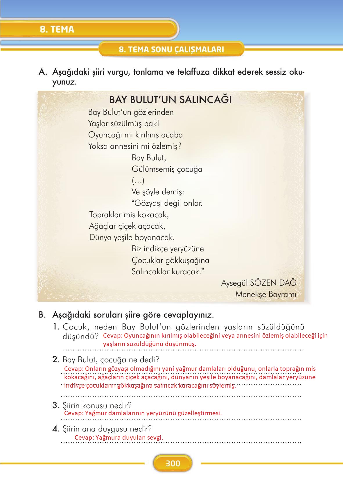 3. Sınıf İlke Yayınları Türkçe Ders Kitabı Sayfa 300 Cevapları 3. Sınıf İlke Yayınları Türkçe Ders Kitabı Sayfa 300 Cevapları