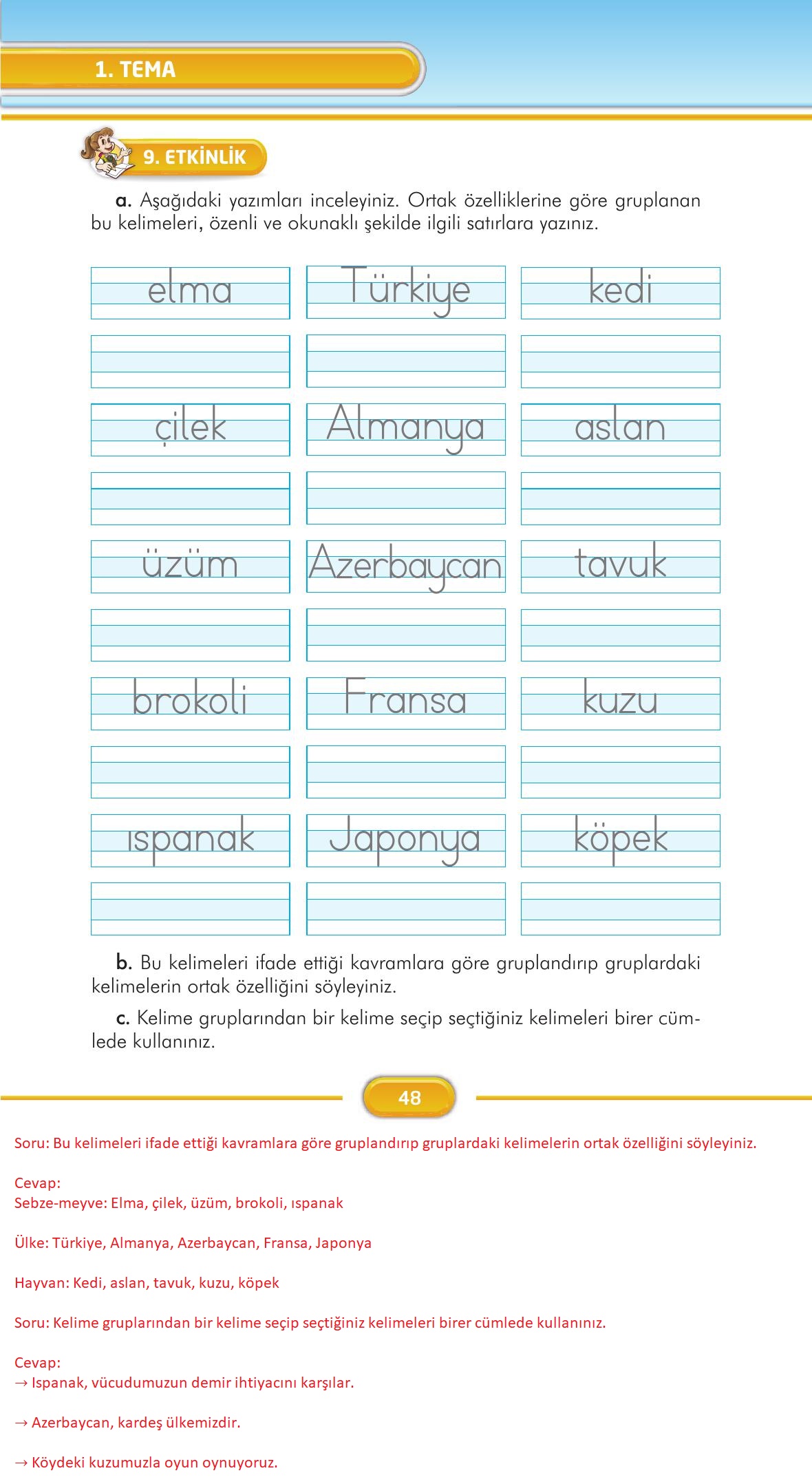 3. Sınıf İlke Yayınları Türkçe Ders Kitabı Sayfa 48 Cevapları