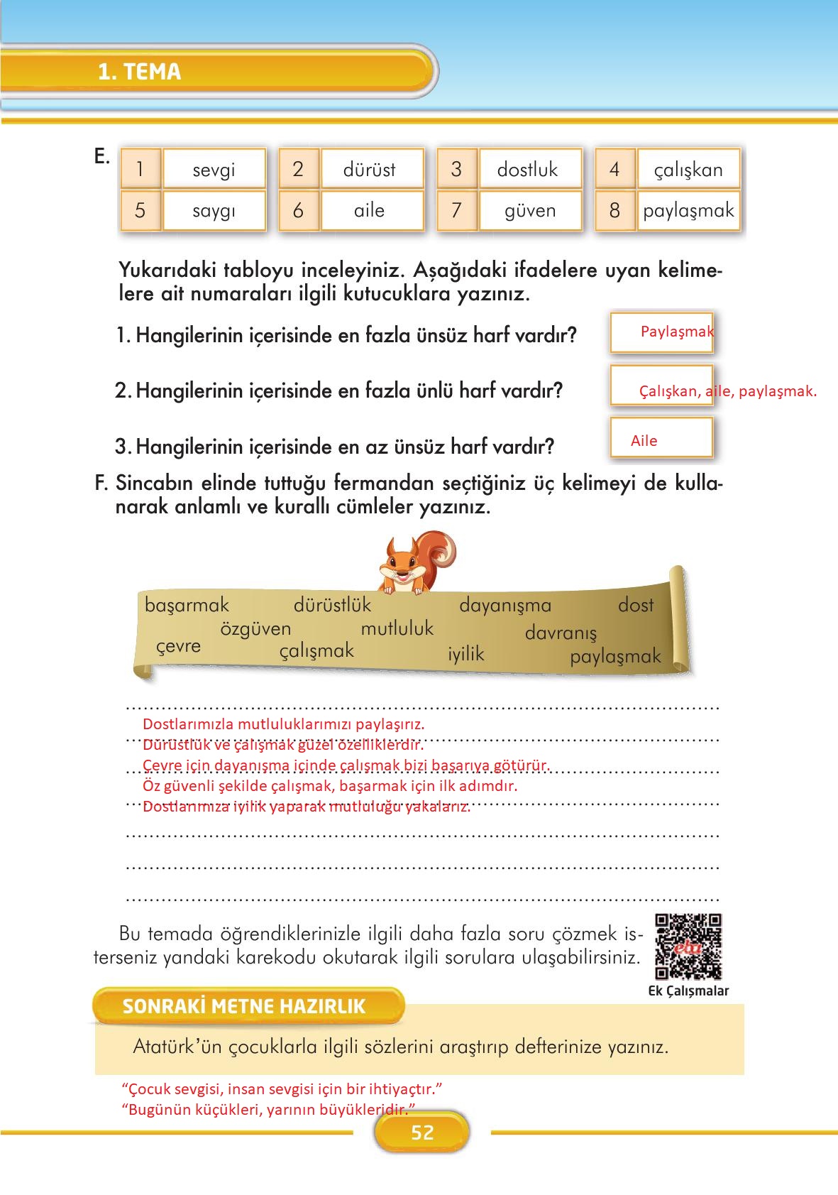 3. Sınıf İlke Yayınları Türkçe Ders Kitabı Sayfa 52 Cevapları 3. Sınıf İlke Yayınları Türkçe Ders Kitabı Sayfa 52 Cevapları