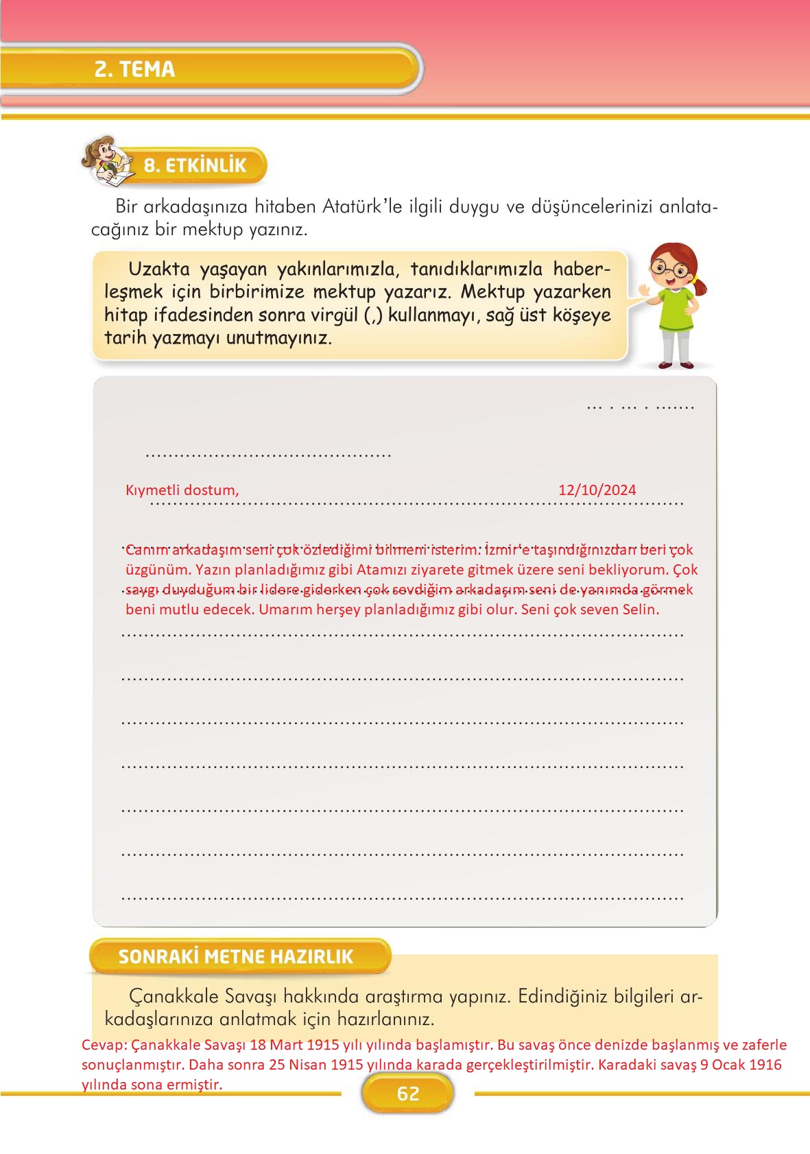 3. Sınıf İlke Yayınları Türkçe Ders Kitabı Sayfa 62 Cevapları 3. Sınıf İlke Yayınları Türkçe Ders Kitabı Sayfa 62 Cevapları