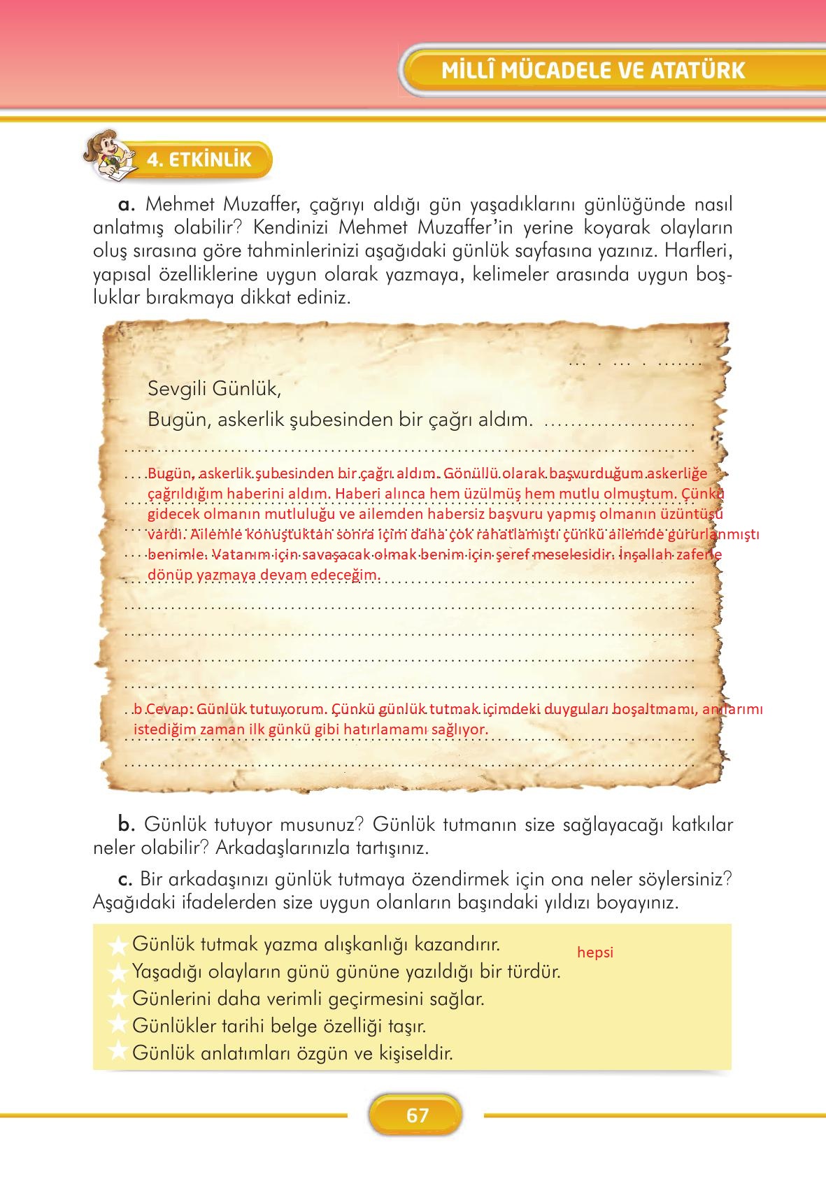 3. Sınıf İlke Yayınları Türkçe Ders Kitabı Sayfa 67 Cevapları 3. Sınıf İlke Yayınları Türkçe Ders Kitabı Sayfa 67 Cevapları