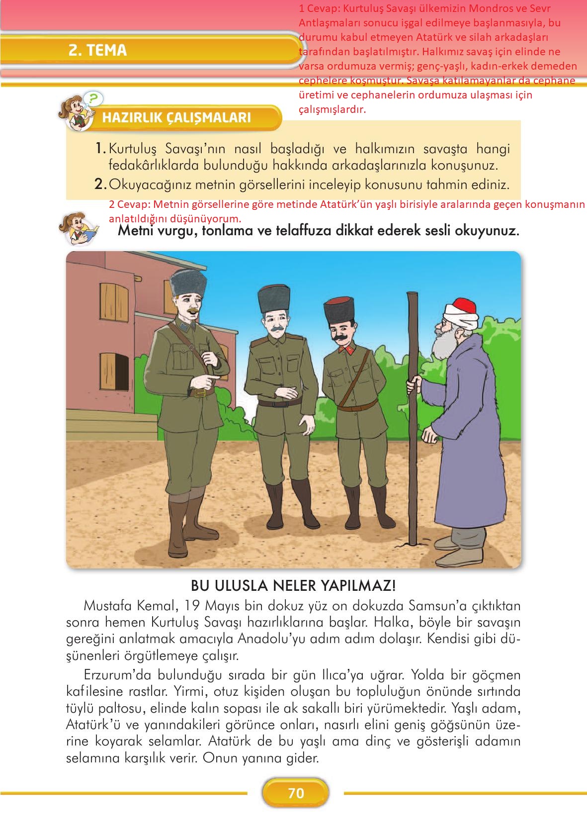 3. Sınıf İlke Yayınları Türkçe Ders Kitabı Sayfa 70 Cevapları