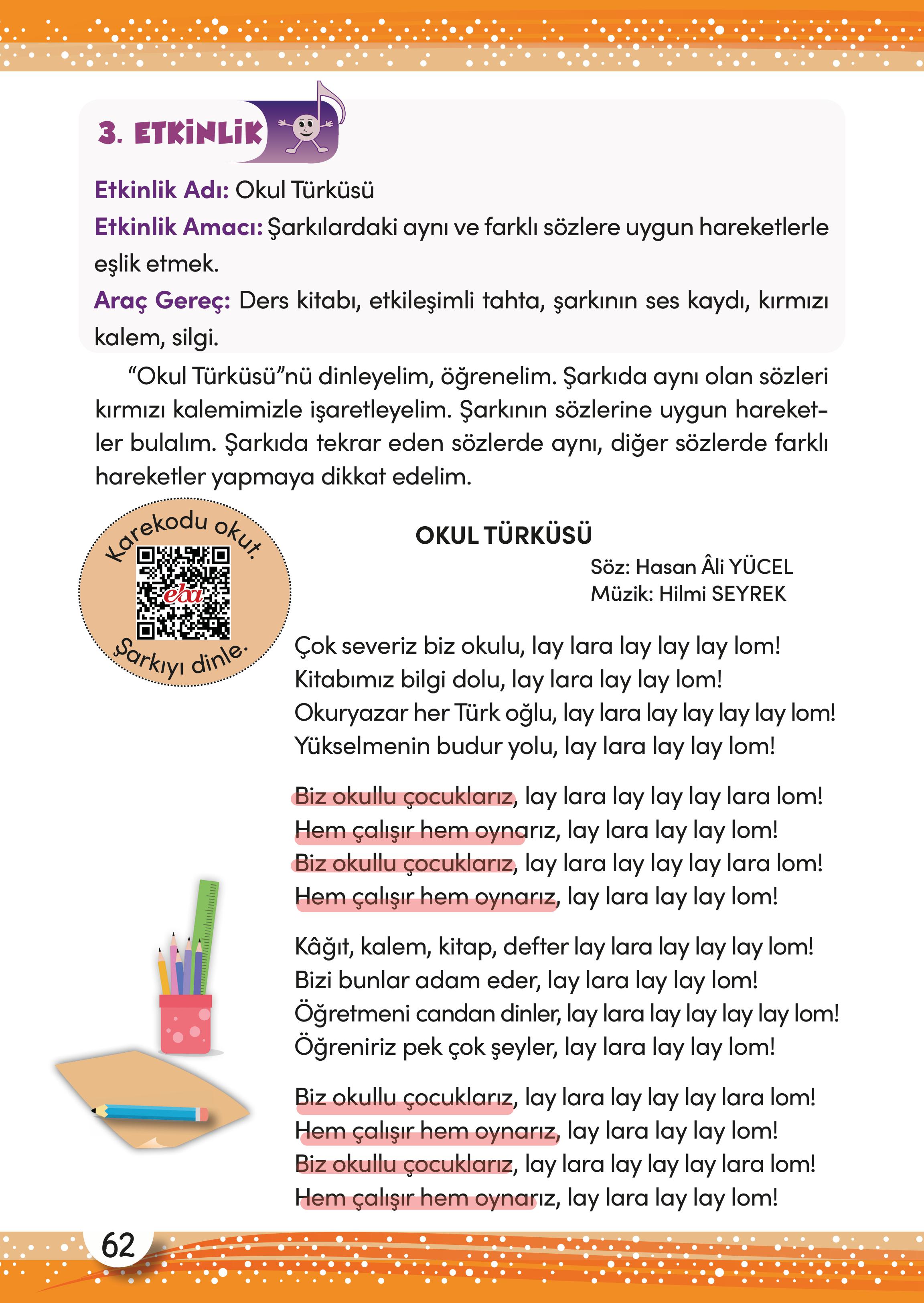 3. Sınıf Meb Yayınları Müzik Ders Kitabı Sayfa 63 Cevapları