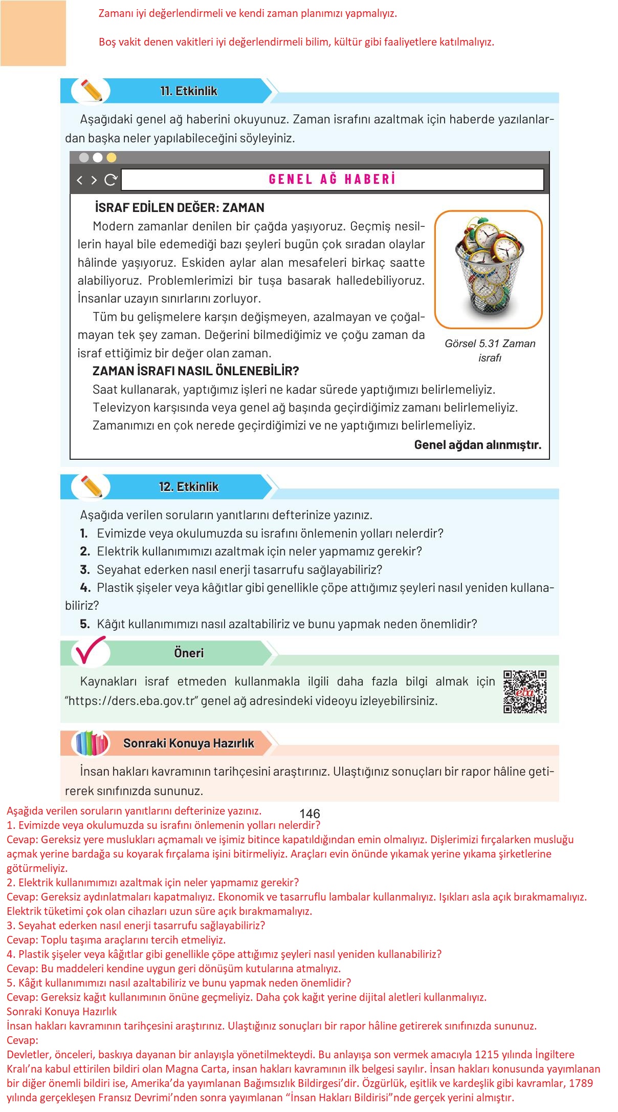 4. Sınıf Hecce Yayıncılık Sosyal Bilgiler Ders Kitabı Sayfa 146 Cevapları