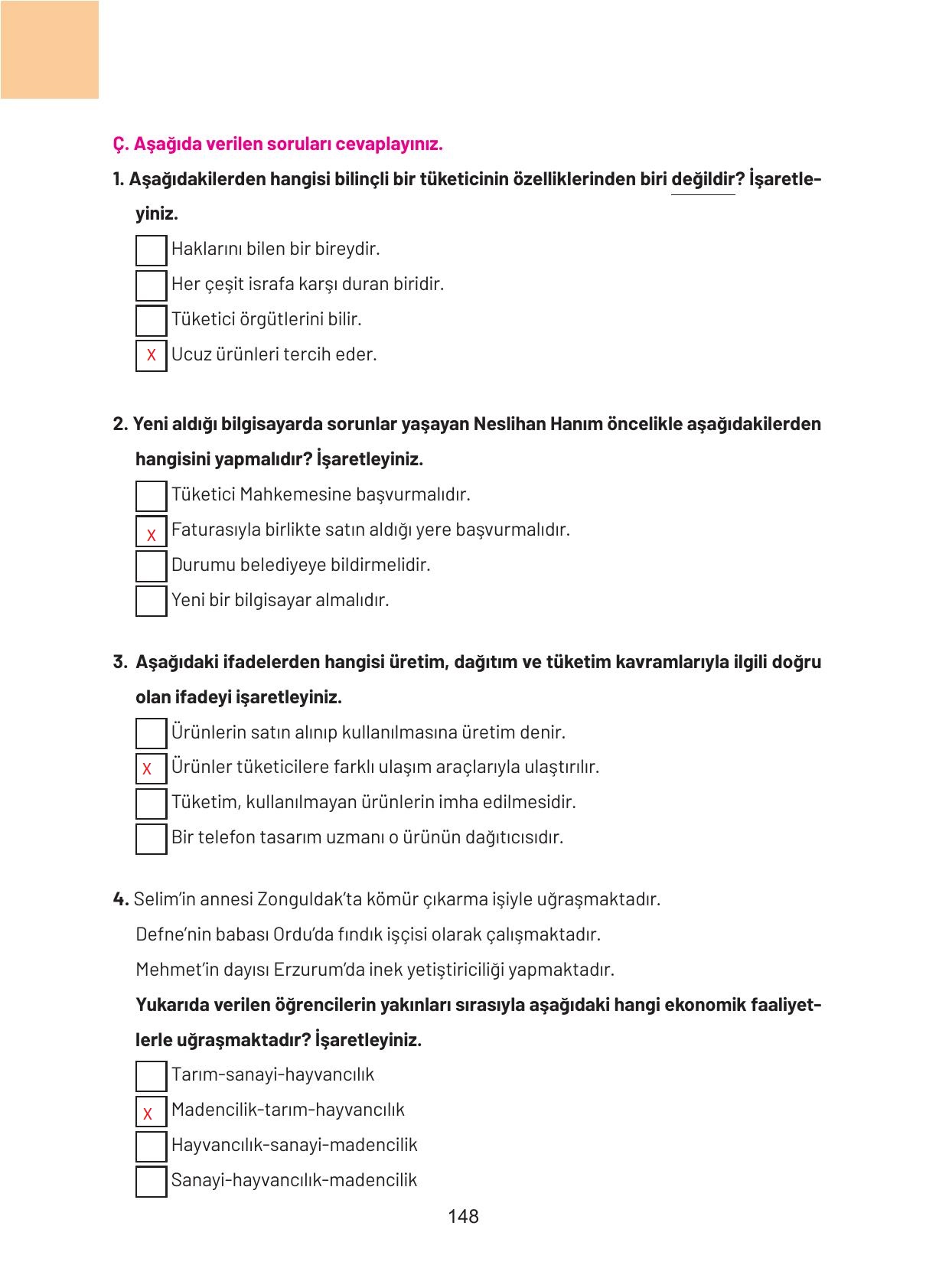 4. Sınıf Hecce Yayıncılık Sosyal Bilgiler Ders Kitabı Sayfa 148 Cevapları